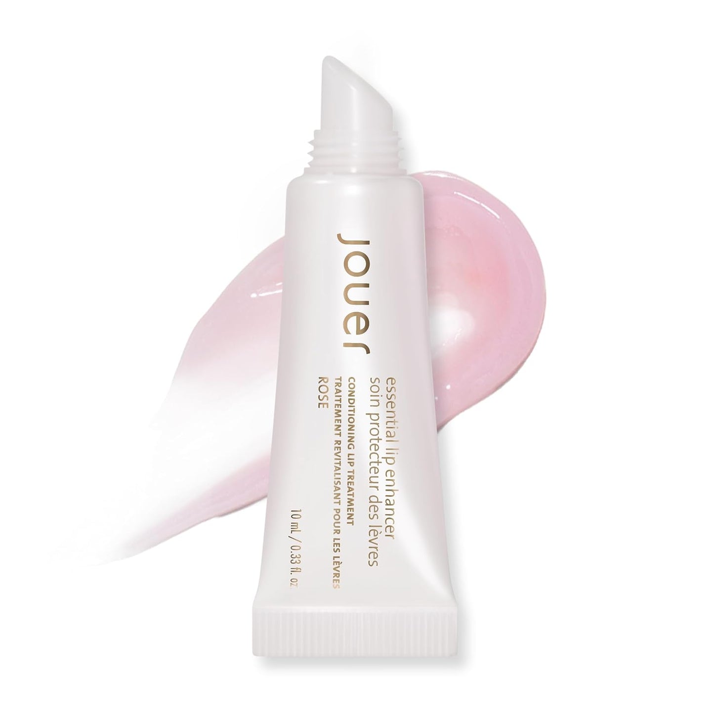 Jouer Essential Vegan Lip Enhancer - Plumping Lip Gloss - Enhancing Lip Conditioner - Moisturize, Plump, & Nourishing Lip Care - Jojoba Seed Oil & Maxi Lip Formula for Moisturizing and Fullness, Rose