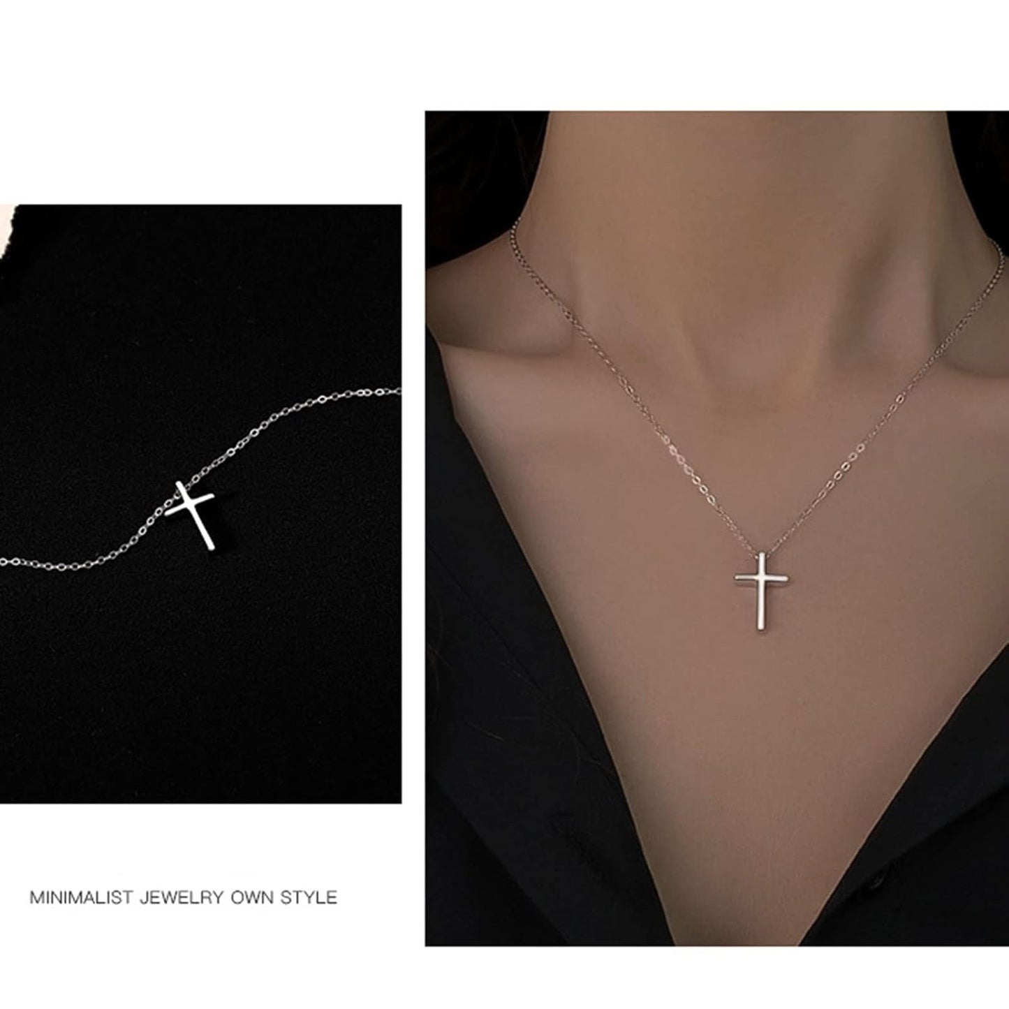 Boho Cross Necklace Chain Tiny Silver Cross Pendant Necklace Wedding Necklace Charm Fashion Jewelry Gift for Women and Girls