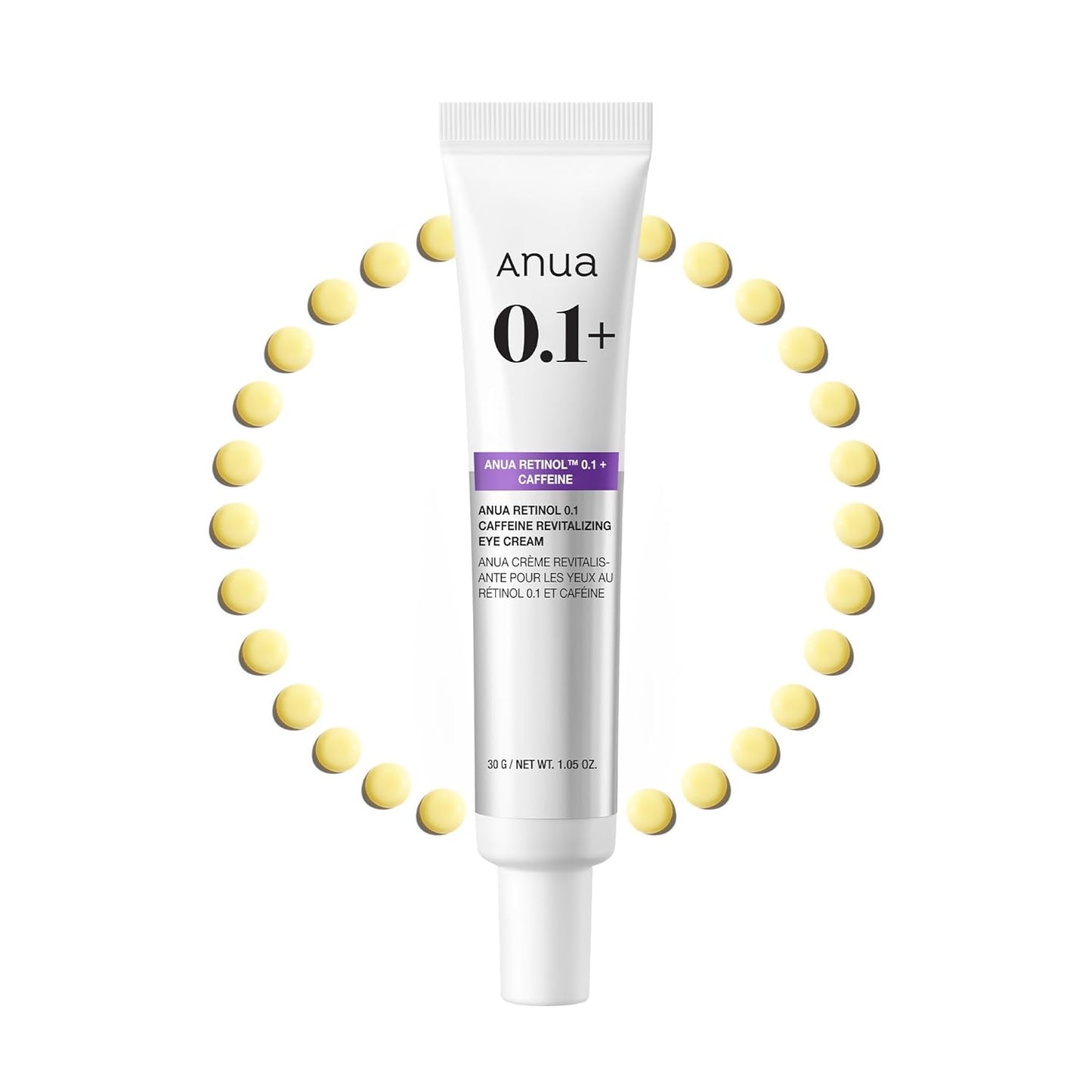 ANUA Retinol 0.1 Caffeine Revitalizing Eye Cream, Under Eye Cream For Hydration, Glow Up Eye Contour, Niacinamide, Retinol For Face, Night Cream For Eye Care, Korean Skin Care (30g/1.05oz)