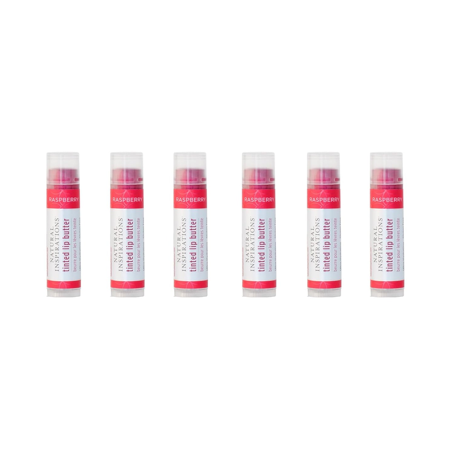 Natural Inspirations Moisturizing Tinted Lip Butter 6 Piece Set, Raspberry