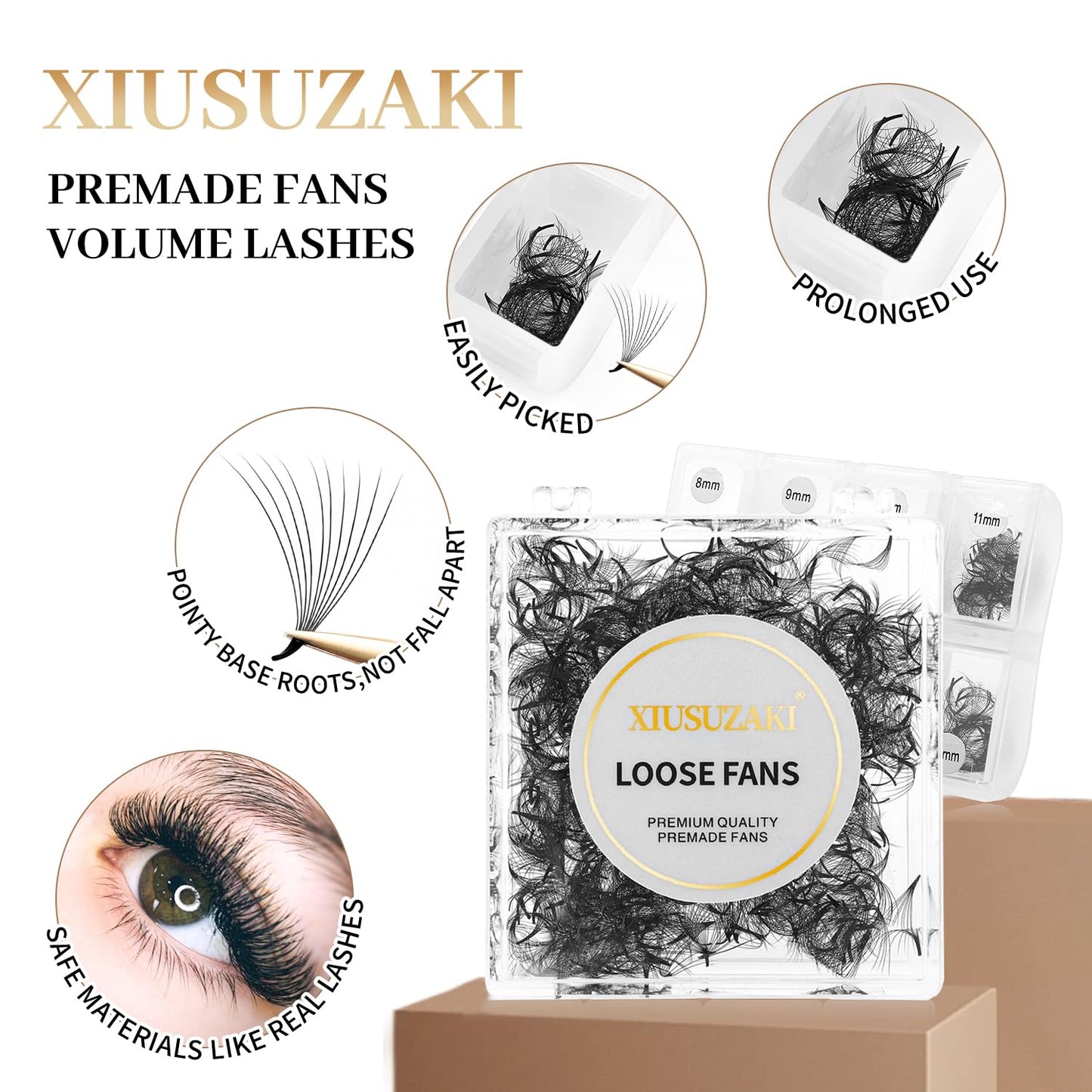 Premade Fans Eyelash Extensions 600 Fans 10D Premade Lash Fans Volume Lash Extensions 0.03 Thickness Eyelash Extension D Curl 12mm Fluffy Soft Handmade Loose Fan(600Fans-10D-0.03-D,12mm)