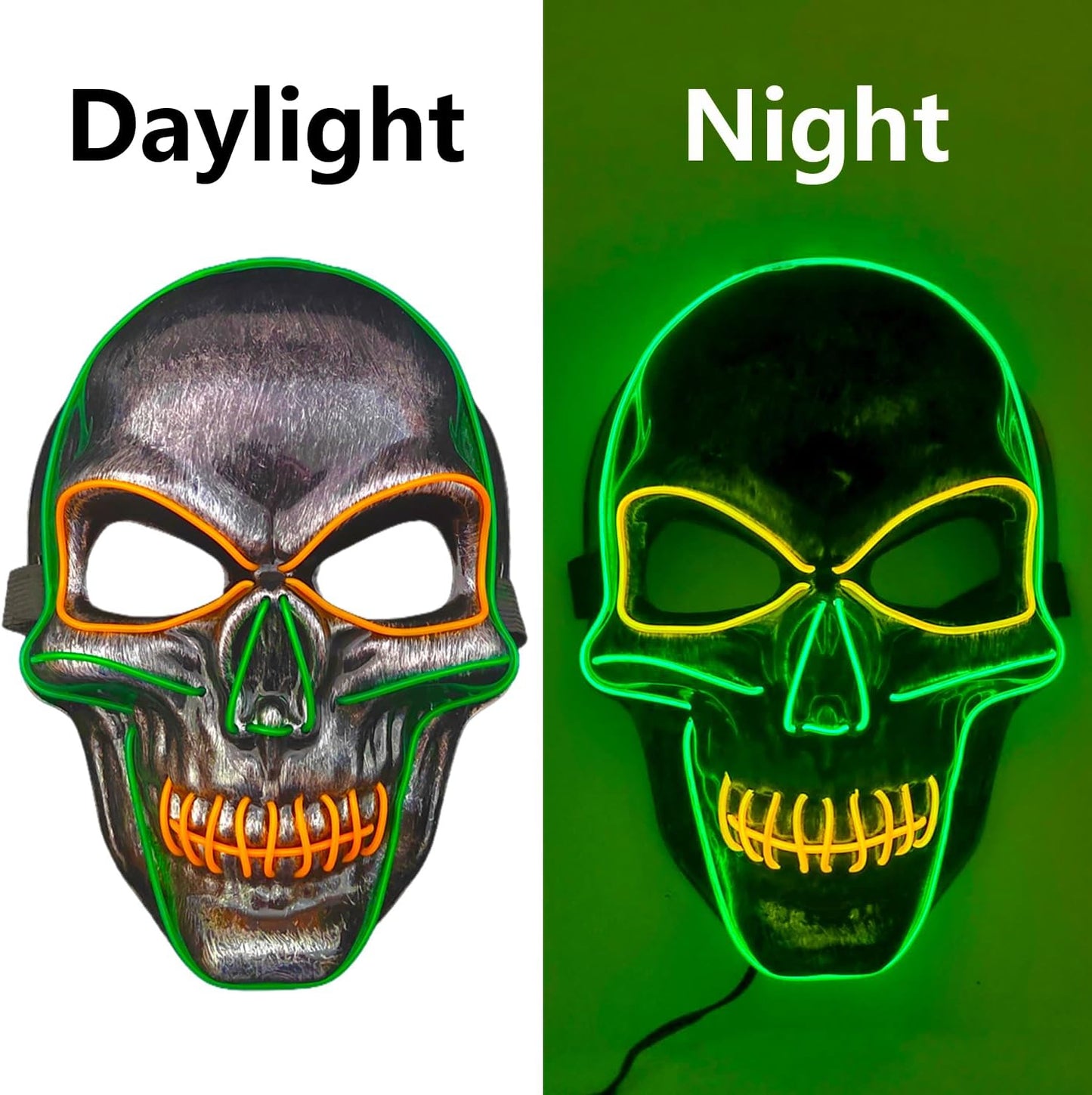 OceanWings Halloween Mask LED Light up Costumes Scary Mask for Party Supplies Favor