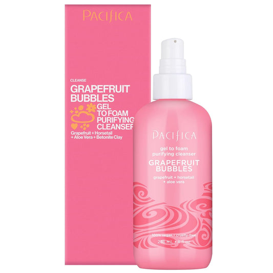 Pacifica Grapefruit Bubbles Gel-to-Foam Cleanser - Gentle Face Wash for Oily & Combination Skin, Helps Remove Excess Oil & Impurities, Helps Brighten, Vegan & Cruelty-Free Formula Dermatologist Tested