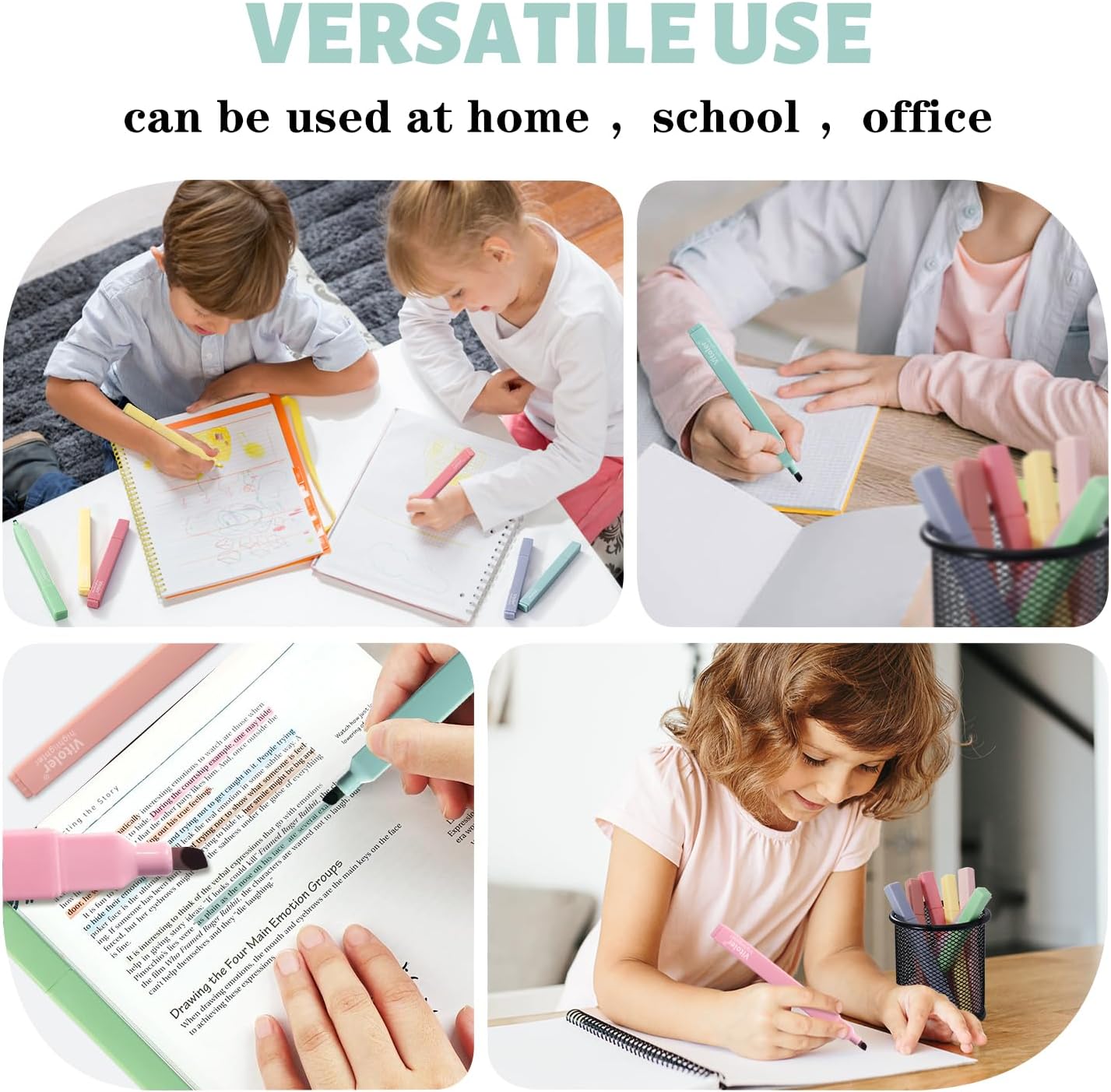 Vitoler Highlighters,8 Colors Chisel Tip Cute Highlighters,No Bleed Bible High lighters for Journaling Planner Notes School Supplies