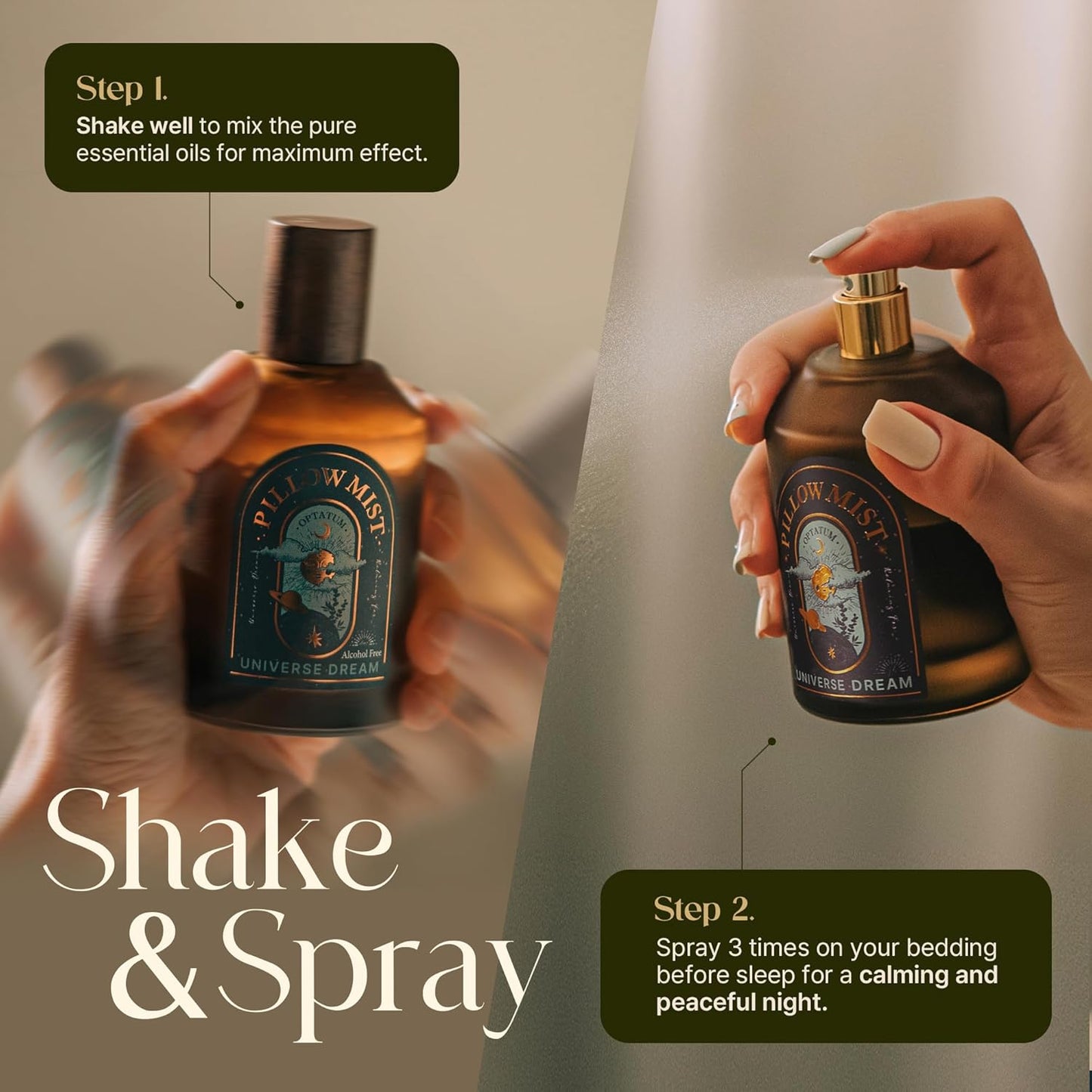 Pillow Mist - Aromatherapy Pillow Spray for Sheets, Linen & Bedding, Natural Essential Oils for Stress Relief, Gift for Someone Who Wants to Sleep Well - Walking Moon