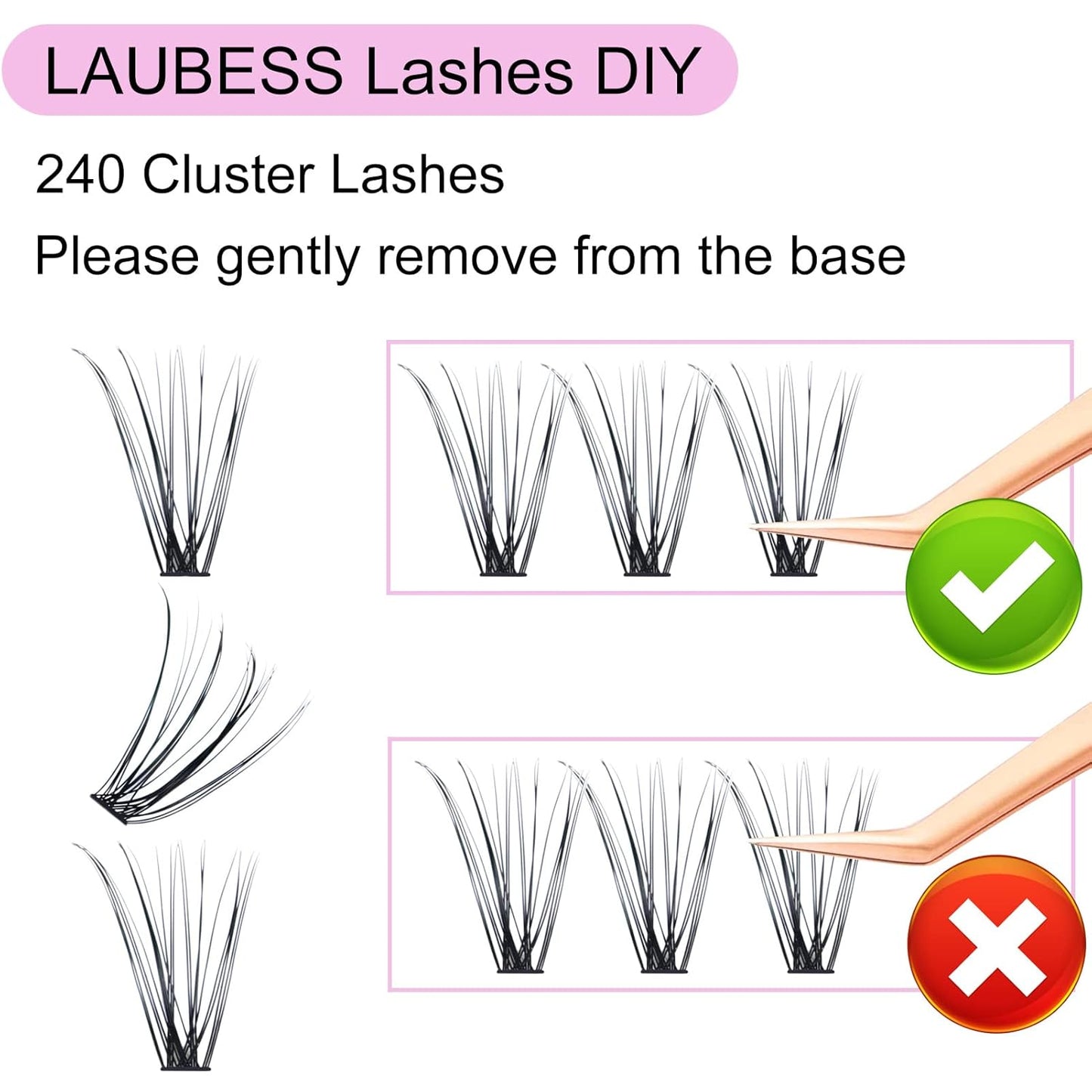 Lash Clusters LAUBESS Individual Lashes Waterproof Eyelash Clusters Mixed Tray Cluster Eyelash Extensions Soft Cluster Lashes for Beginners(20D-0.07D-16)