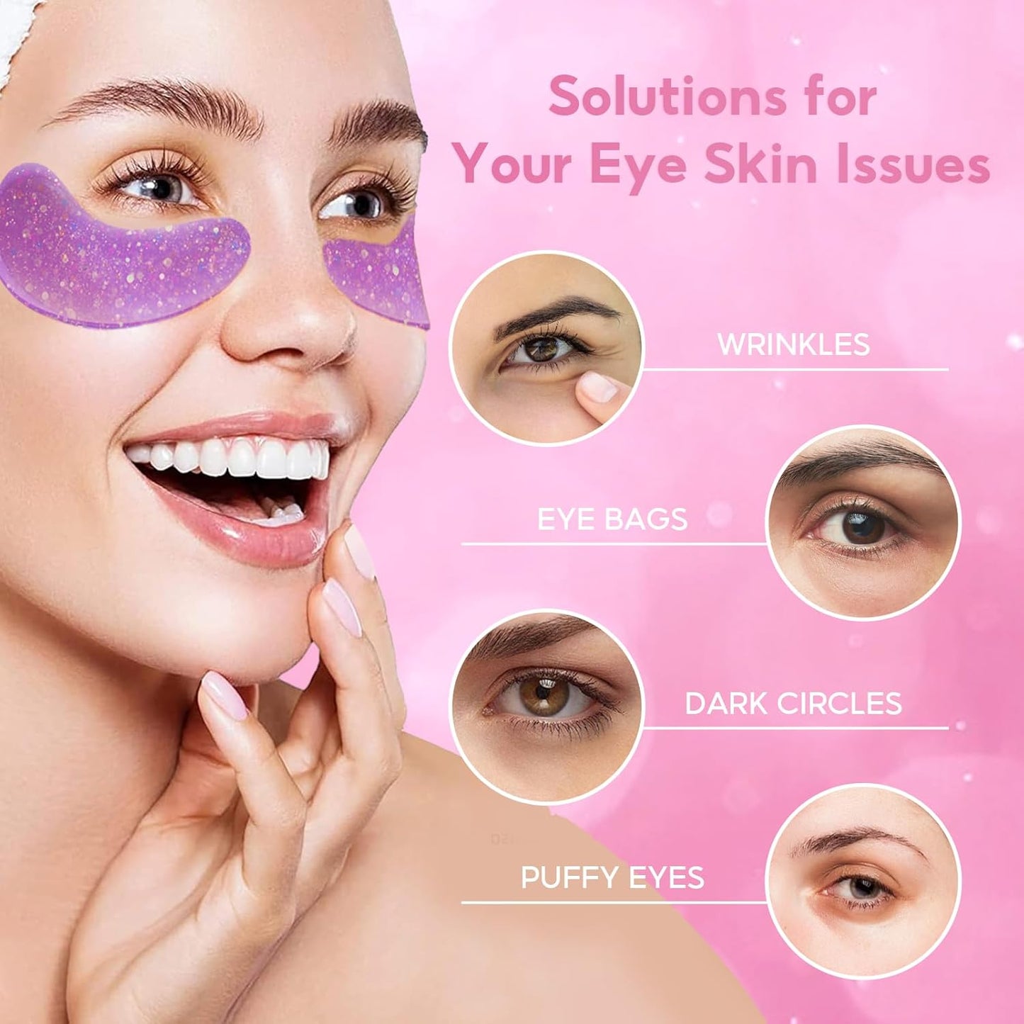 Under Eye Patches for Dark Circles, Puffy Eyes & Wrinkles, Collagen Gel Eye Mask with Vitamin C, Hyaluronic Acid Anti-Aging Eye Patches (12 pairs)