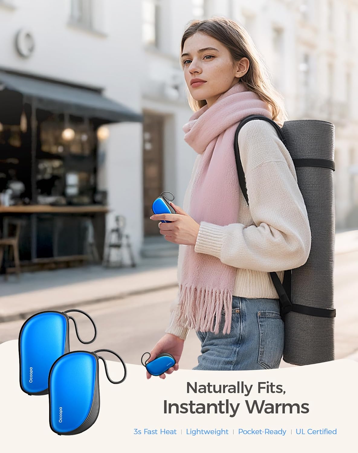 OCOOPA Hand Warmers Rechargeable 2 Pack, Ultra Slim Electric Hand Warmers, Portable Pocket Heater, Comb-Inspired, Fits in Gloves,UL Certified, Winter Essentials,UT5 Sway