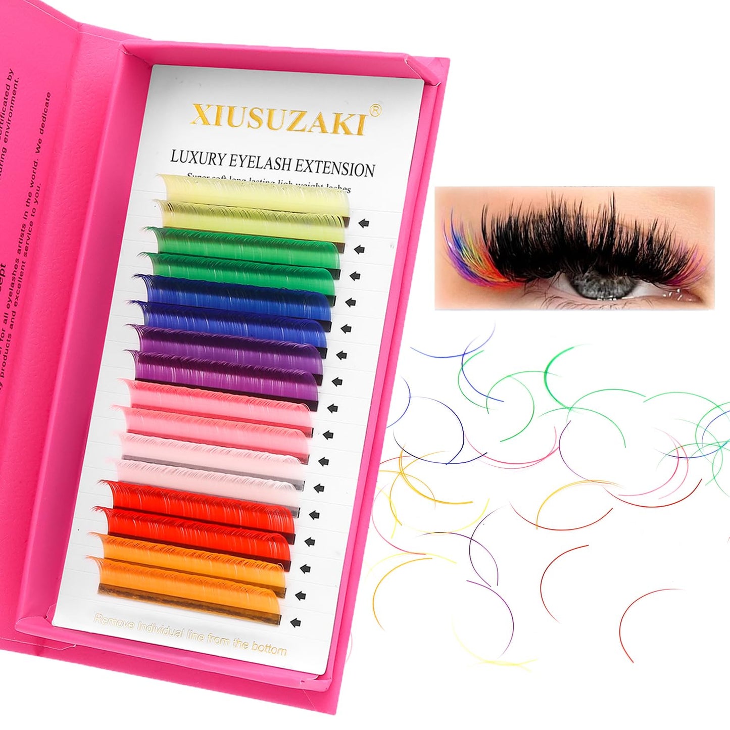 Eyelash Extensions Colored Lashes Extension 0.07 D Curl Lashes 8mm Classic Lash Extensions Soft Individual Lashes 16 Rows Natural False Eyelashes Volume Lashes Professional Use(Colored,0.07-D,8mm)
