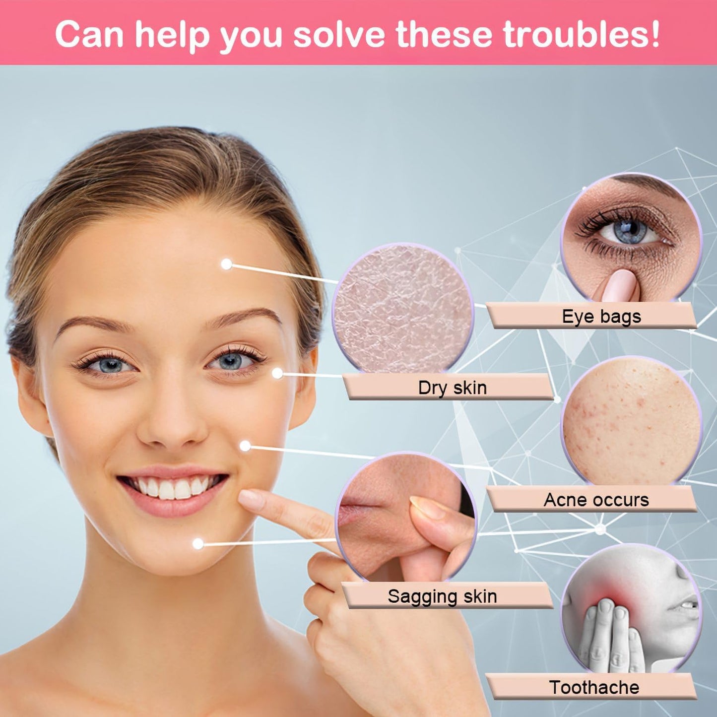 KOGITI Ice Mold for Face，Ice Roller for Face & Eye, Beauty Facial Ice Rollers Ice Holder Mold Face Puffiness Relief Massage Skin Care Tools, Ice Facial Cube (New-Pink)