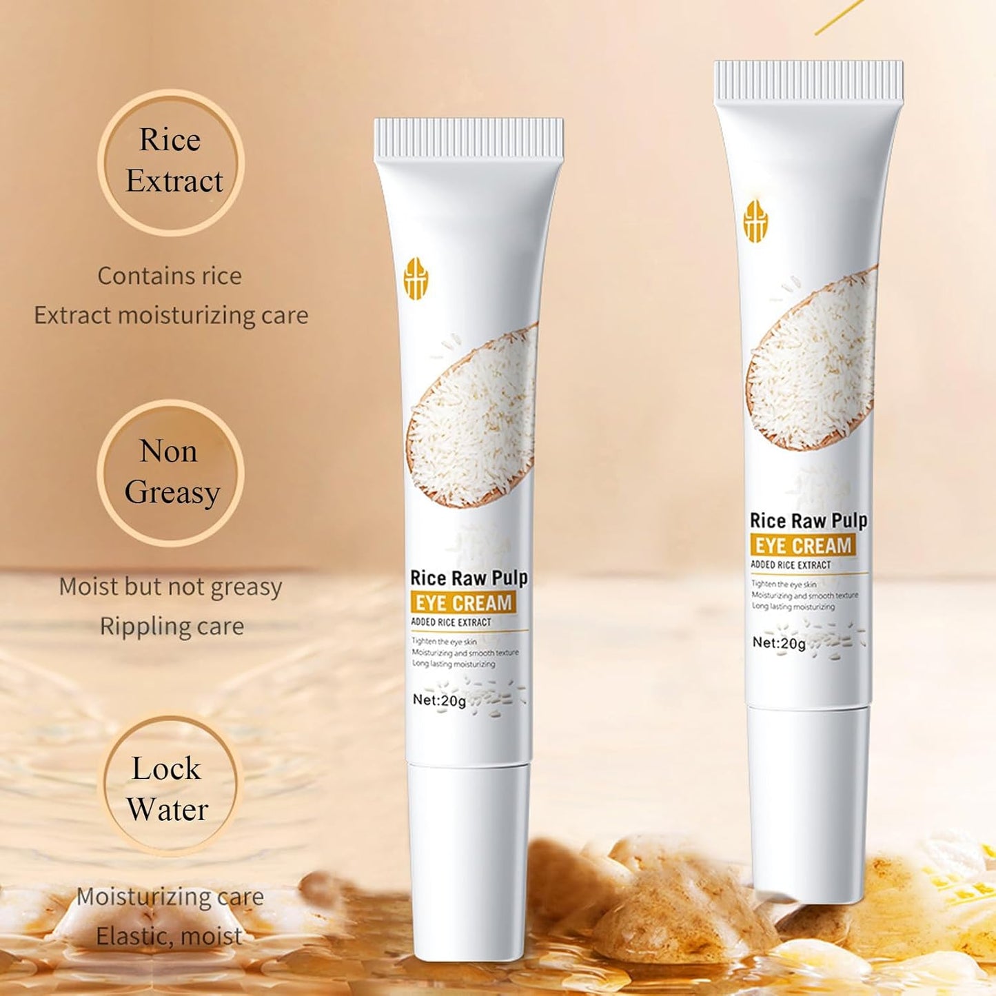 Rice Skin Care Sets, 5Pcs Face Care Set for Women, Moisturize Skin, Smooth Wrinkles & Fine Lines, Improve Skin, Hydrating Skin Care Routine Set with Rice Extract Face Serum, Mask, Cleanser, Eye Cream