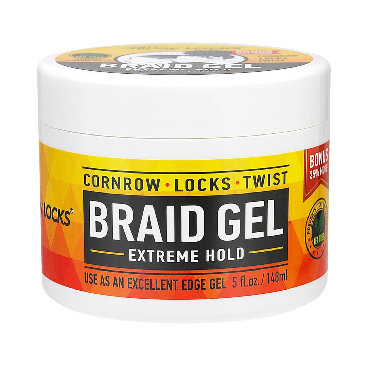 AllDay Locks Braid Gel (5 oz) | Extreme Hold, High Shine | Frizz & Flake-Free Edge Control | Tea Tree, Lavender, Peppermint Oil | Slick & Style Braids, Locks, Twists, Cornrows | 5 oz