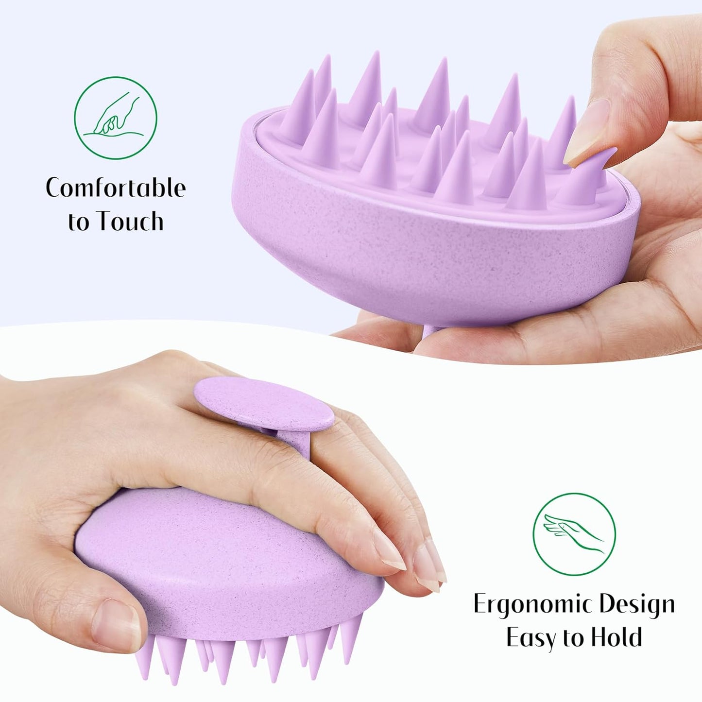 HEETA Scalp Scrubber Shampoo Brush, Scalp Massager Tool for Hair Growth, Soft Silicone Bristles for Dandruff Removal Wet Dry Use Women Men Kids Pet, Fit All Hair Types Care, Purple