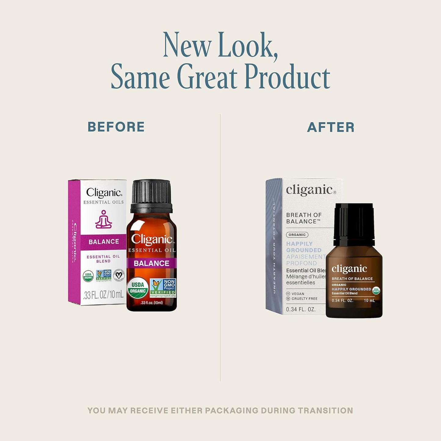 Cliganic Organic Essential Oils Blend - Happily Grounded - Breath of Balance (Packaging May Vary)