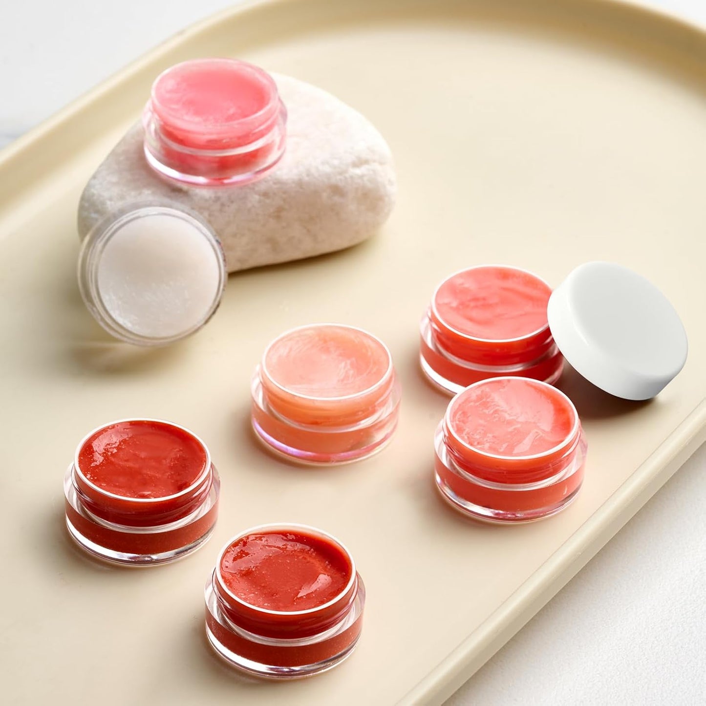 50 Pack 3 Gram Sample Containers with White Lids, Small Plastic Cosmetic Jars, Makeup Travel Container Jar for Cream, Bead, Eye Shadow, Lotions, Powders, Glitters Lip Gloss with Labels,Spatulas