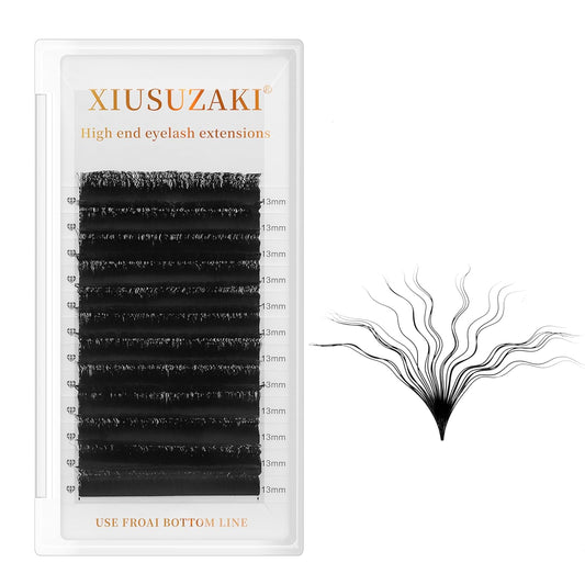 Wool Curly Eyelash Extensions 0.07mm D Curl Mix 8-15mm Easy Fan Lashes Premade Fans Volume Lashes Matte Black Crisscross