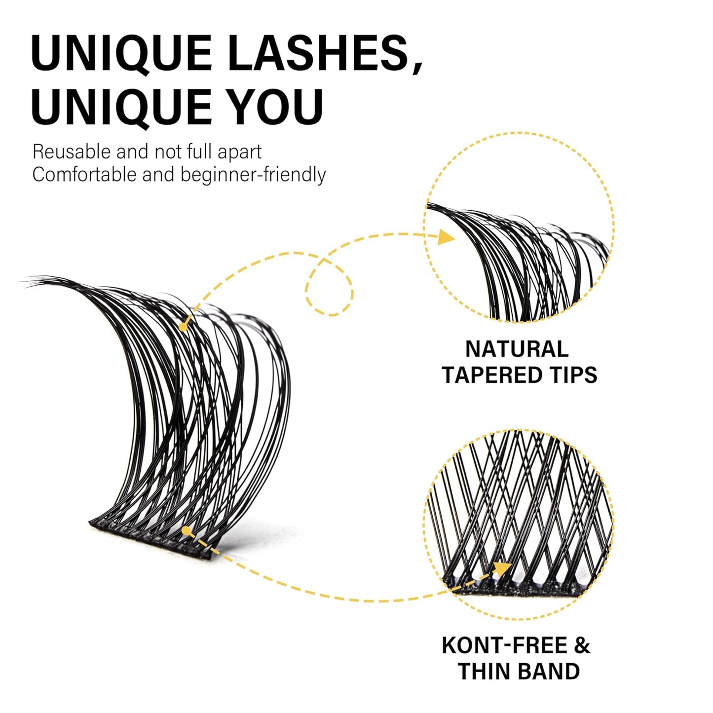 Lash Clusters 8-16mm, False Eyelashes 96pcs, Cluster Eyelash Extensions Matte Black Soft, Diy Lash Extensions D Curl Natural Lash Clusters Faux Mink Lashes Wispy（Tide,96pcs,0.07,D,8-16MIX)