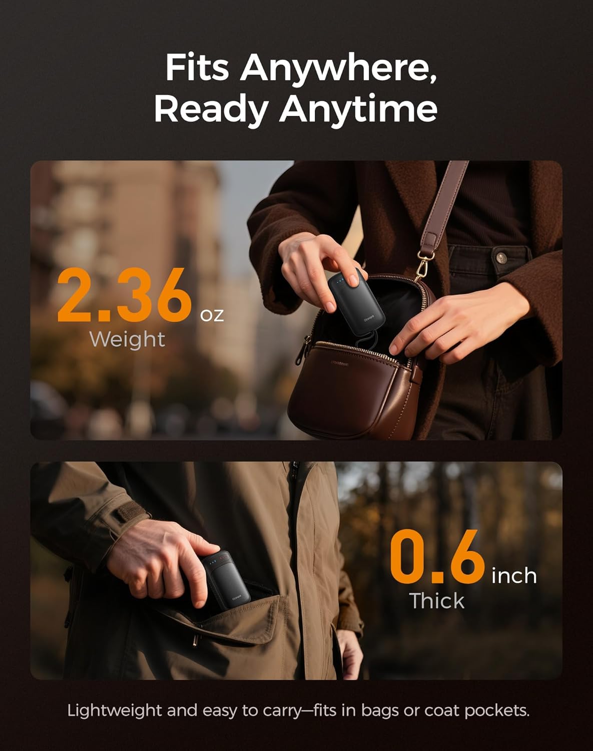 OCOOPA Hand-Warmers-Rechargeable Dual Sided, 2 in 1 Electric-Hand -Warmers with UL Certified, 3 Heating Level, Pocket Sized USB Hand Warmers for Camping, Hunting, Commuting, Gifts for Men, UT5 Duoheat