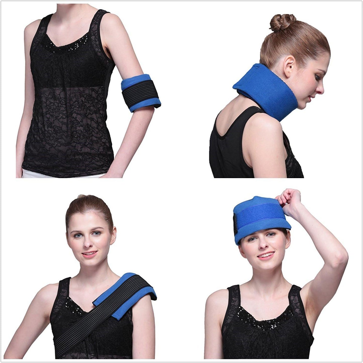 Headache Ice Pack Wrap with Strap, Reusable Gel Ice Pack for Injuries, Hot Cold Pack for Head Neck Knee Arms, 2 Flexible Gel Pack for Headache Relief, Migraine, Fever, Joint Pain, Muscle Soreness