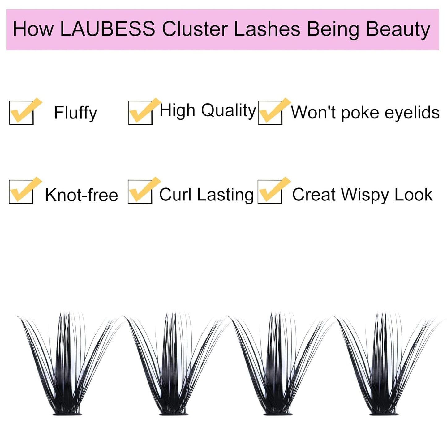 Lash Extension Kit LAUBESS Lash Clusters Kit Cluster Eyelash Extensions Kit Eyelash Clusters Lash Bond and Seal Waterproof Tweezers Brush Lash Glue Remover (Kit 50D-C-Mix9-16)