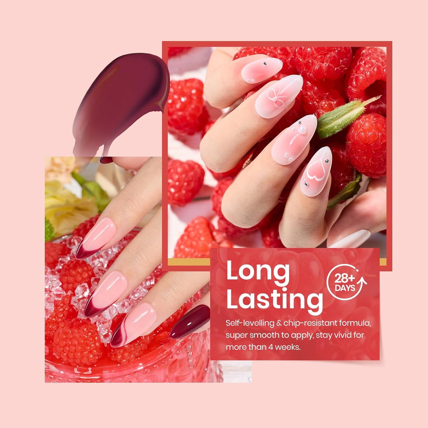 beetles Gel Polish Set - 6 Pcs Burgundy Red Purple Brown Nail Gel Polish Kit for Glamour, Wine Red Brown Lilac Sangria Gel Polish Soak Off UV LED Nail Lamp Fall Winter