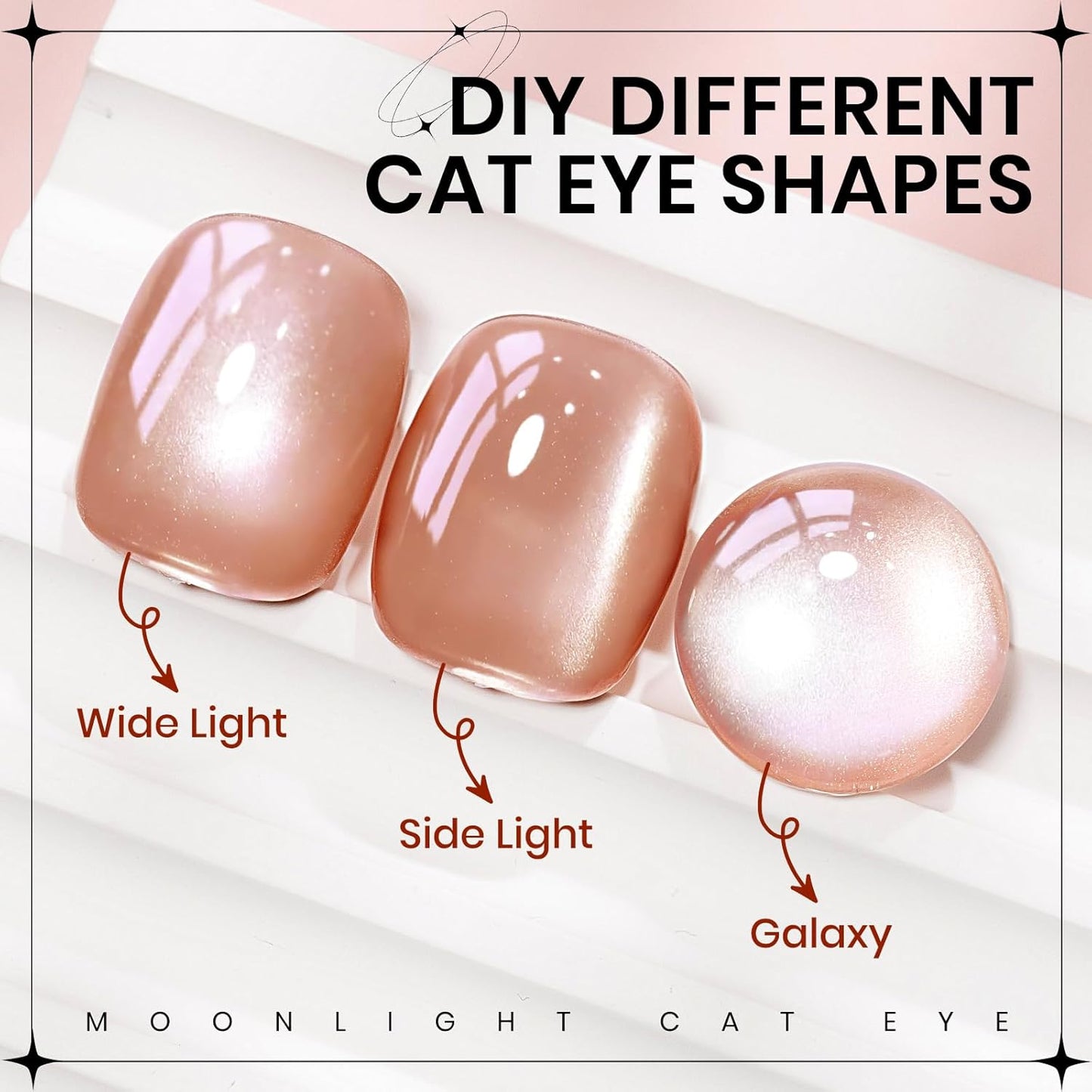 Moonlight Cat Eye Gel Nail Polish,Nude Glass Cateye Gel Polish with Magnet Jelly Glitter Holographic Gel Polish Soak Off U V Gel Salon DIY at Home, 0.5 OZ