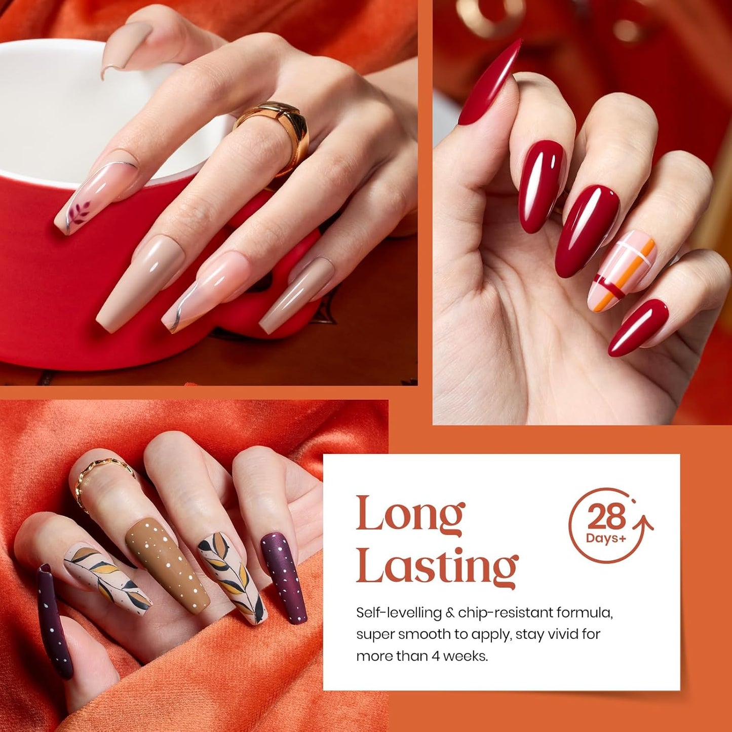 beetles Gel Polish Cozy Campfire Shade Collection - Fall Nail Fest Fall Gel Nail Polish Set, 20 Colors Autumn Orange Yellow Green Brown Red Shades UV LED Cured Soak Off DIY Manicure Gift for Girl