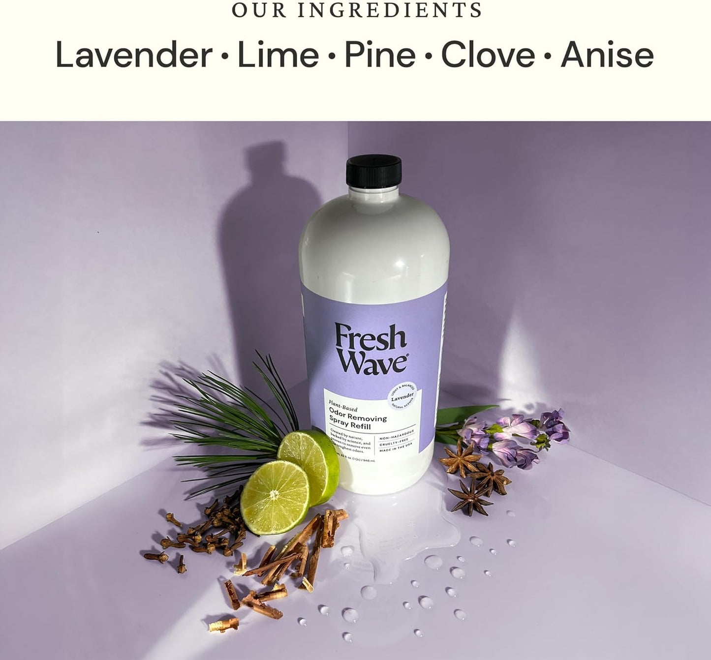 Fresh Wave Lavender Scent Odor Eliminator Spray & Air Freshener Refill, 32 fl. oz.