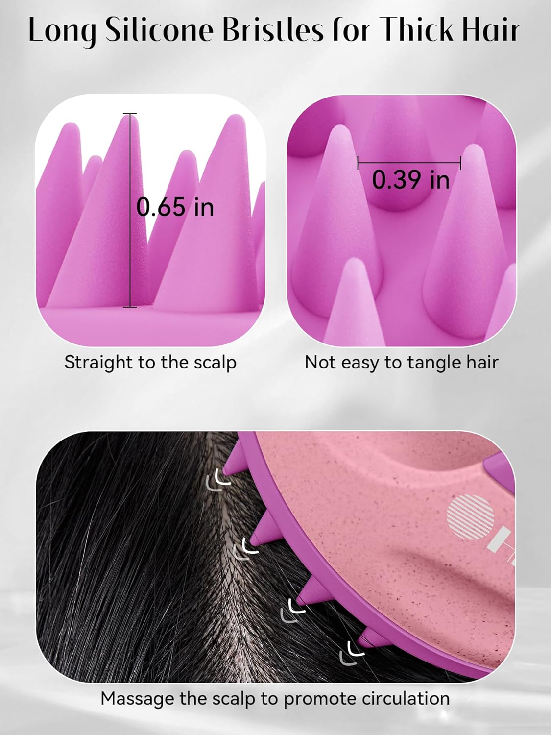 HEETA Scalp Massager with Soft Silicone Bristles for Hair Growth, Dandruff Removal, Itching Relief - Shampoo Brush for Hair Care and Relaxation (Coral Pink & Green)