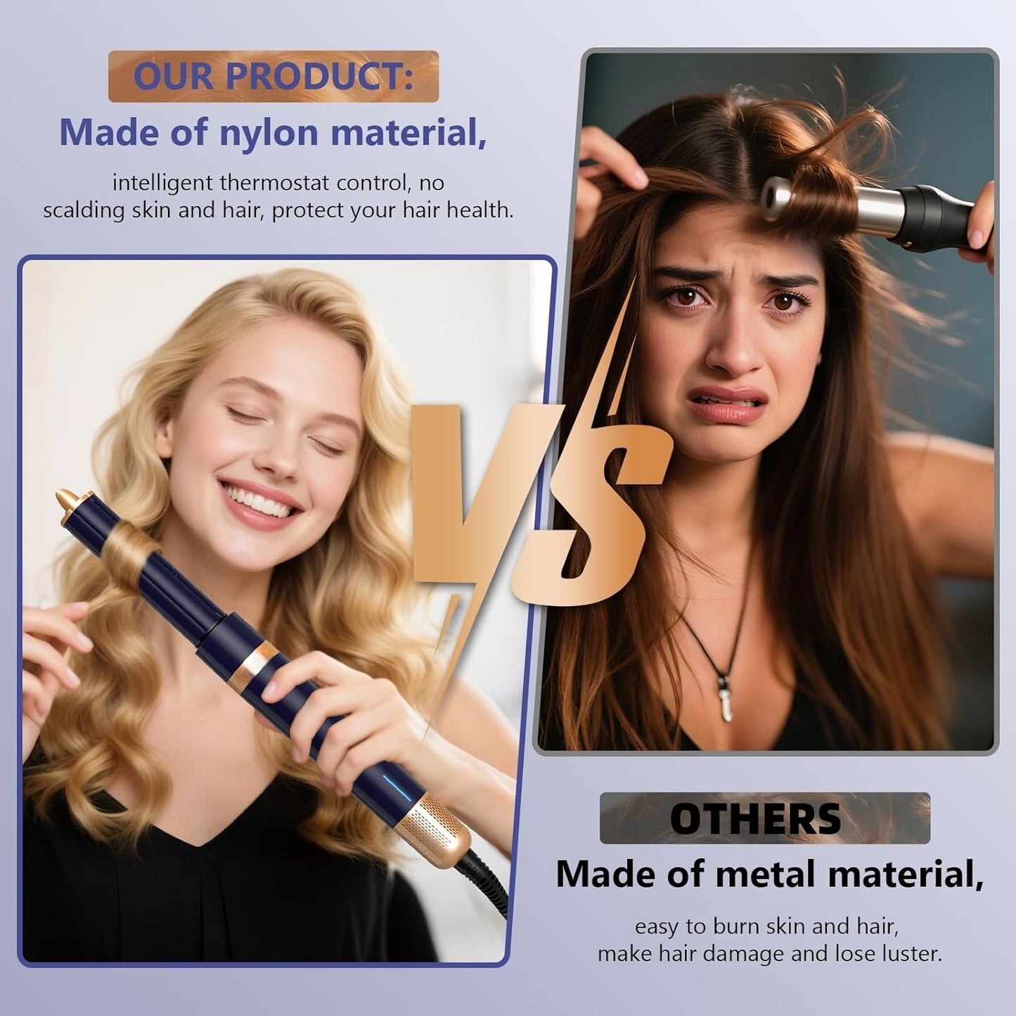 T-GOGO Hair Dryer Brush Professional: 6 in 1 Hot Air Hair Styler & Dryer Set, Powerful Hair Air Curling Iron High-Speed Negative Ionic Blow Dryer, Auto-Wrap, No Heat Damage (Red)