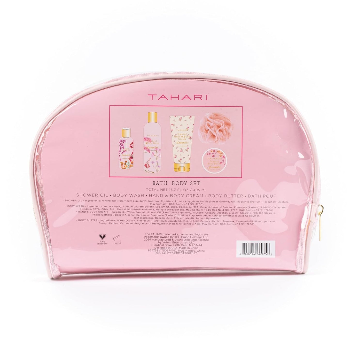 Tahari Spa Gift Set for Women, Lavender Spa Set, Bath Kit for Women Gift Set Includes Scented Body Wash, Body Lotion, Body Butter & Pouf, Lotion Gift Set for Women, Birthday Gifts For Women - (Floral)