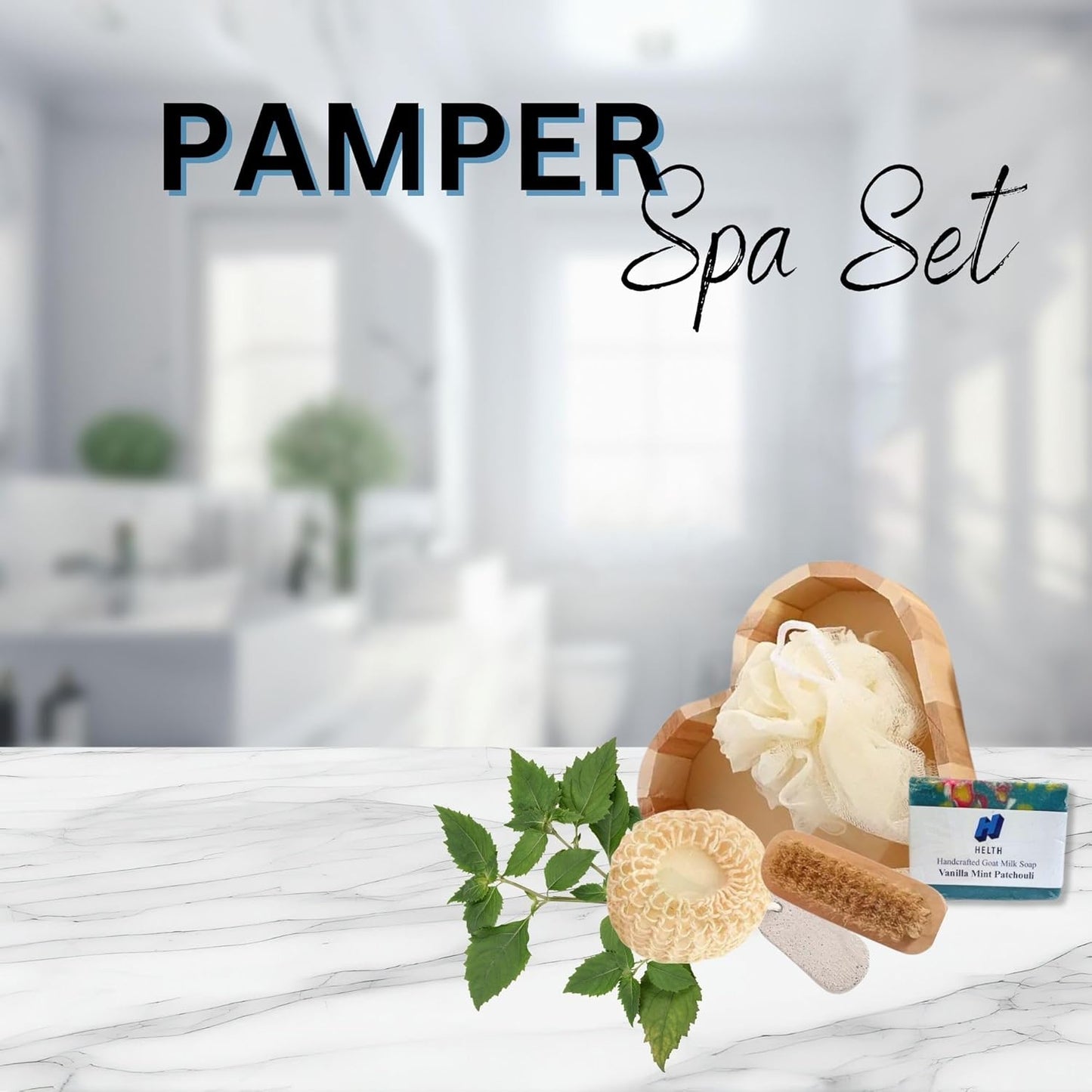 Spa Kit Birthday Box With Loofah Body Brush Vanilla Mint Patchouli Goat Milk Soap