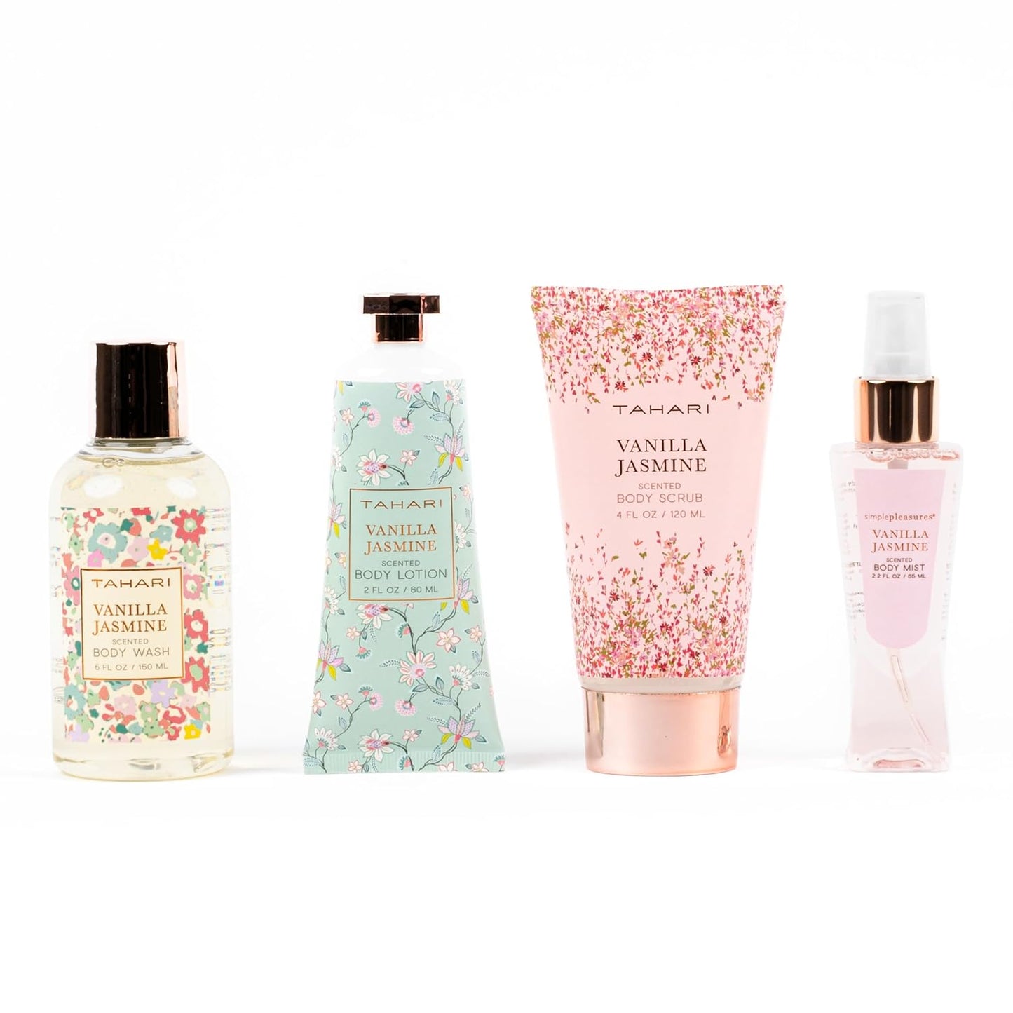 Tahari Spa Gift Set for Women, Vanilla Jasmine Spa Set, Bath Kit for Women Gift Set Includes Body Lotion, Body Wash, Body Scrub, Lotion Gift Set for Women, Birthday Gifts For Women - (Floral)