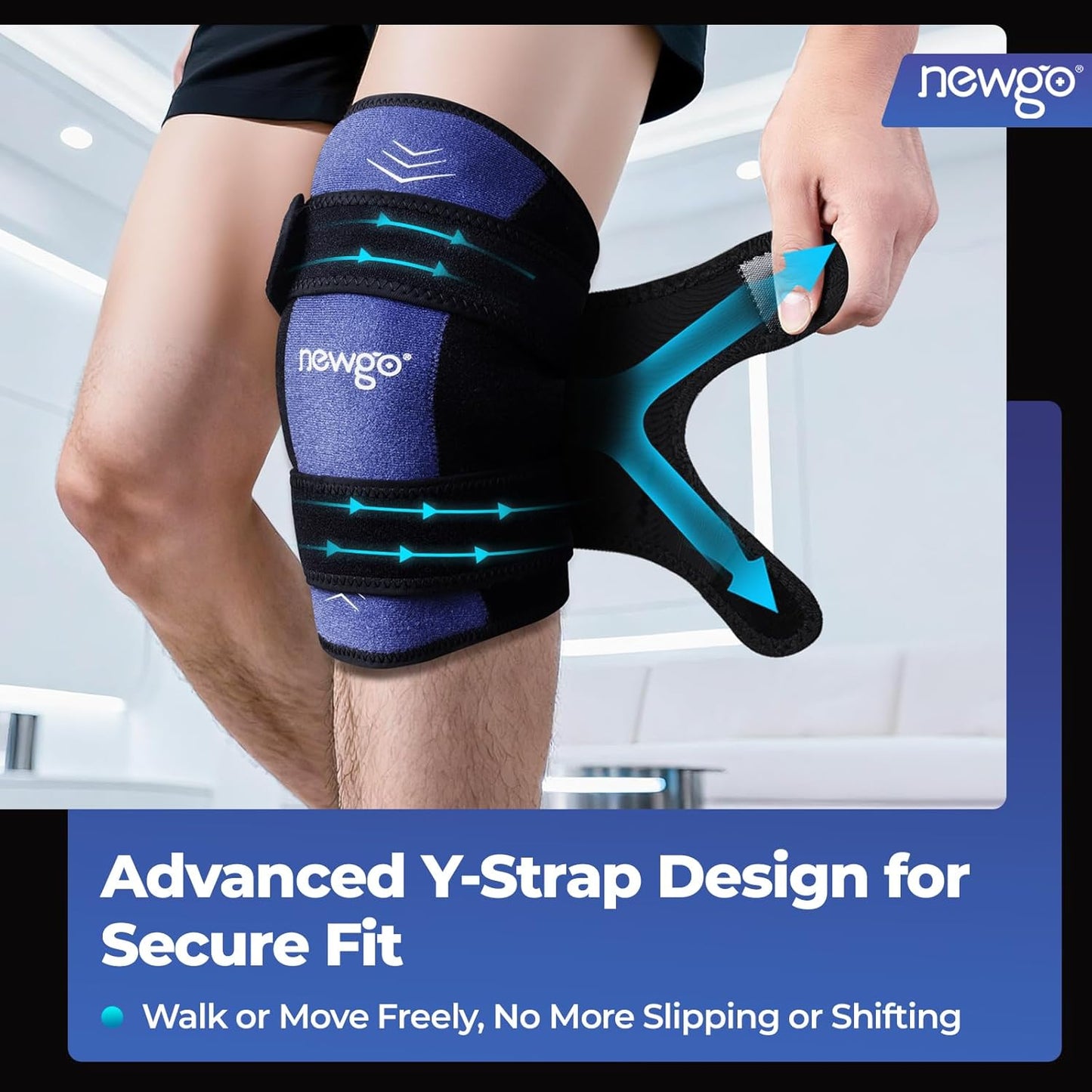 NEWGO Ice Pack for Knee Pain Relief, Extra Soft Knee Ice Pack wrap for Leg Injuries, Swelling, Knees Replacement Surgery Arthritis, Meniscus Tear and ACL