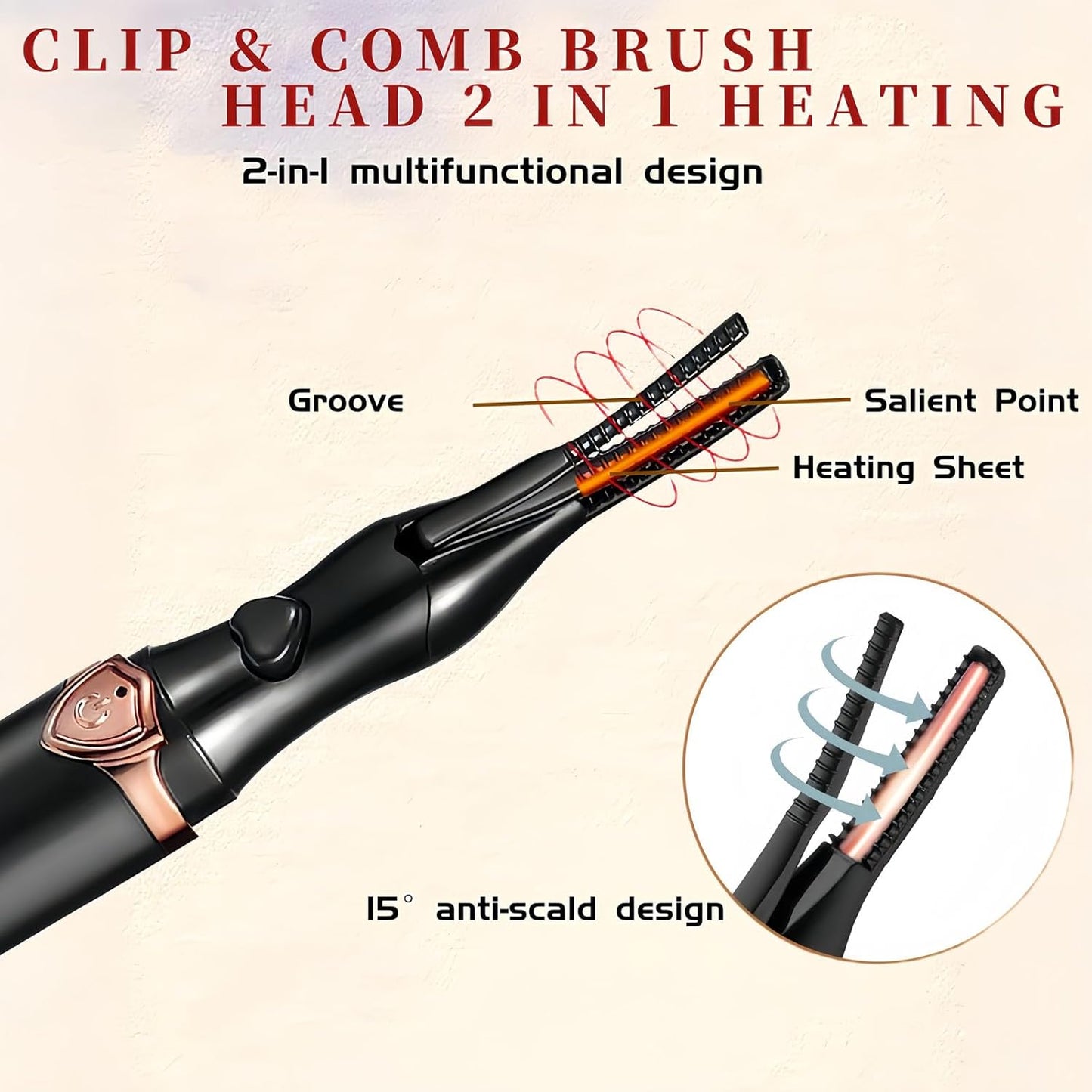 Heated Eyelash Curler - 2 in 1 Clip-Type Eyelash Curlers - Electric Eyelash Curler Rechargeable for 24H Long Lasting, 3 Heating Modes, 8S Fast Heating, Makeup Tool Gifts for Women Girls, Black-A