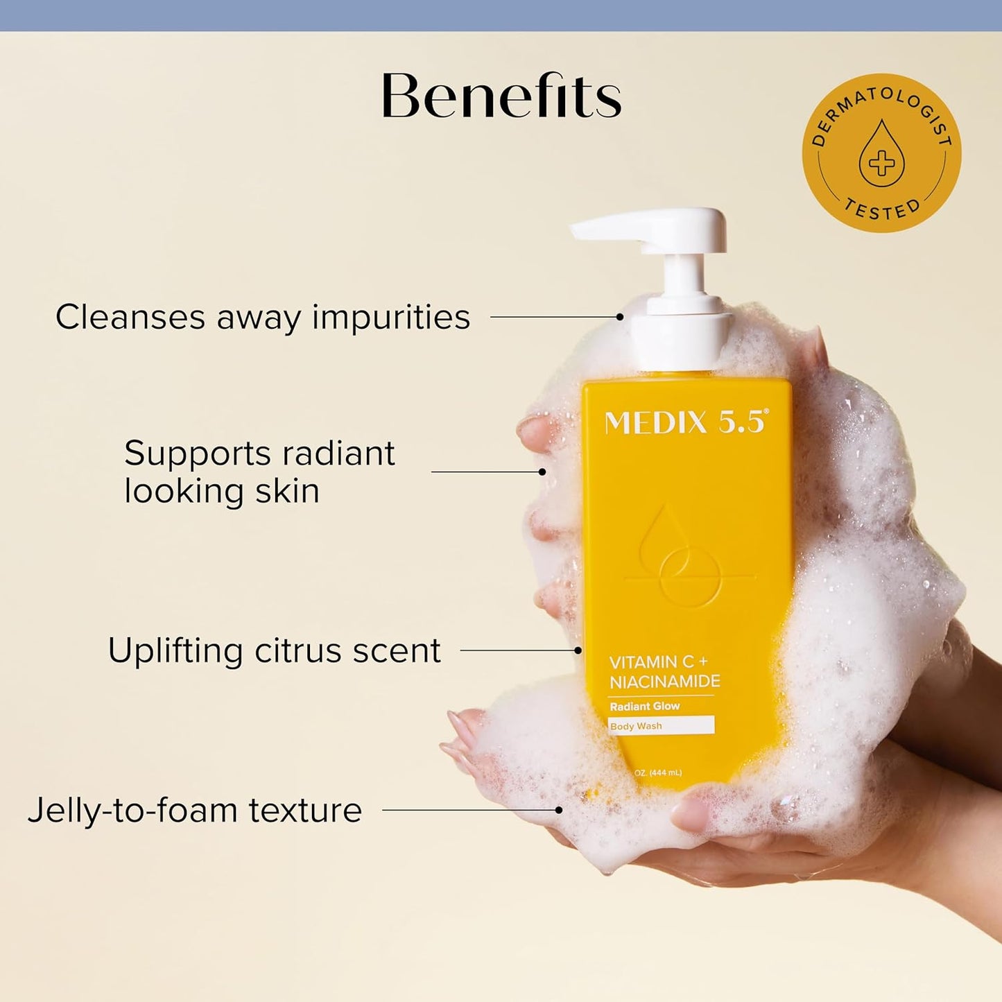 MEDIX Vitamin C Body Wash + Retinol Body Lotion Crepey Skin Moisturizer 2PC Set | Anti Aging Retinol Body Cream + Gel Body Cleanser Skincare Set For Women, Men, & Firmer Looking Skin, 2PC