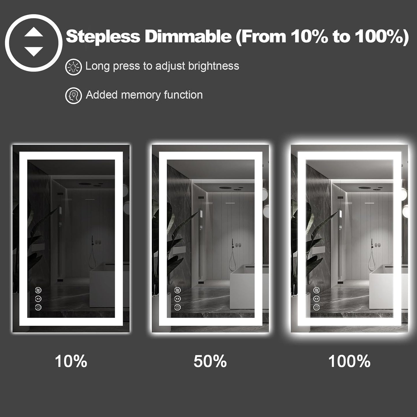 Amorho LED Bathroom Mirror 55" X30", Front Light and Backlit Vanity Mirror, Dimmable Bathroom Mirrors for Wall, Anti-Fog, Memory, 3 Colors, Double LED Lights, Shatter-Proof, ETL Listed