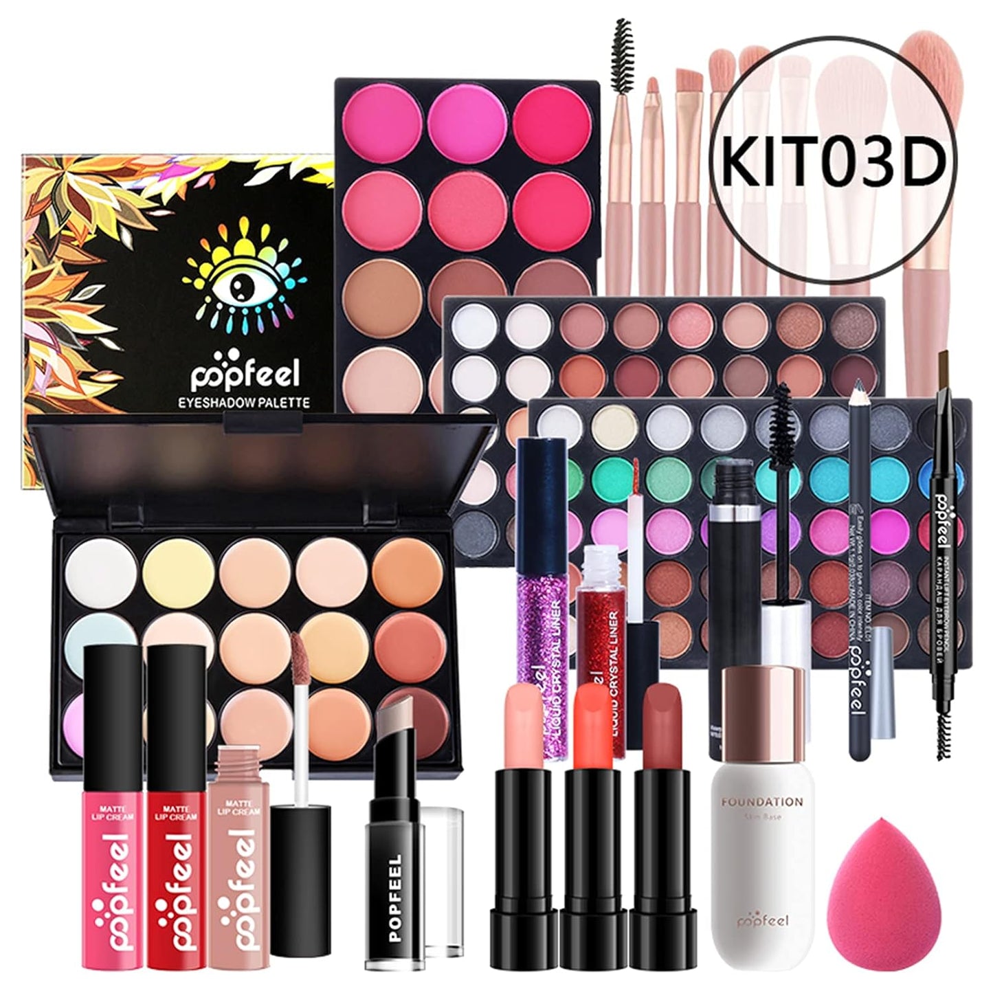 All-in-One Makeup Gift Set Travel Makeup Kit Complete Starter Makeup Bundle Lipgloss Lipstick Concealer Blushes Powder Eyeshadow Palette Cosmetic Palette for Teen Girls & Adults #18