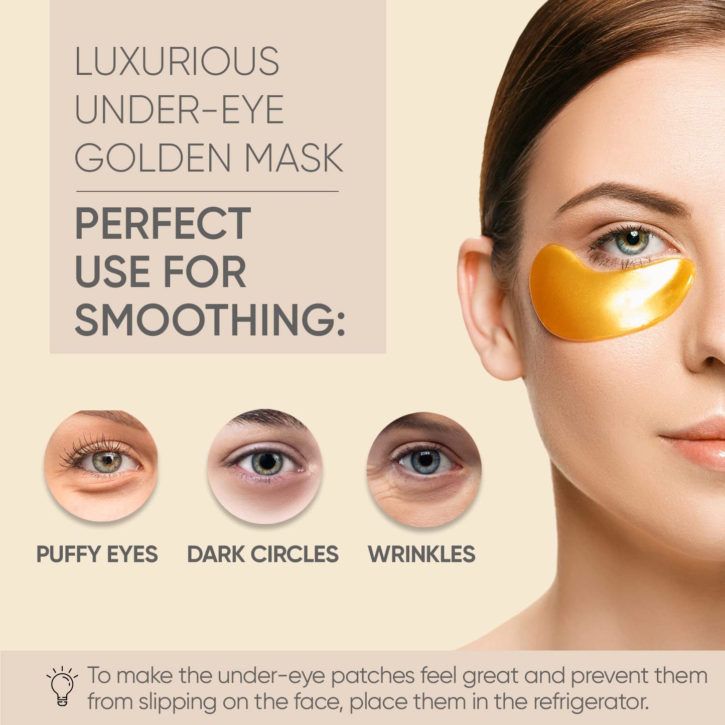 Under Eye Patches (5 Pairs) - Gold Under Eye Mask Amino Acid & Collagen for Face Care, Dark Circles and Puffiness, Beauty & Personal Care