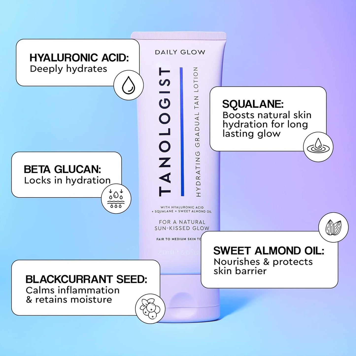 Tanologist Hydrating Daily Glow Body Lotion- Light/Medium, Gradual Tanning Lotion, No Fake Tan Smell, Streak-Free & Natural Looking Self Tanner, Moisturizing, Vegan, 8.45 fl. oz/250 ml Tube