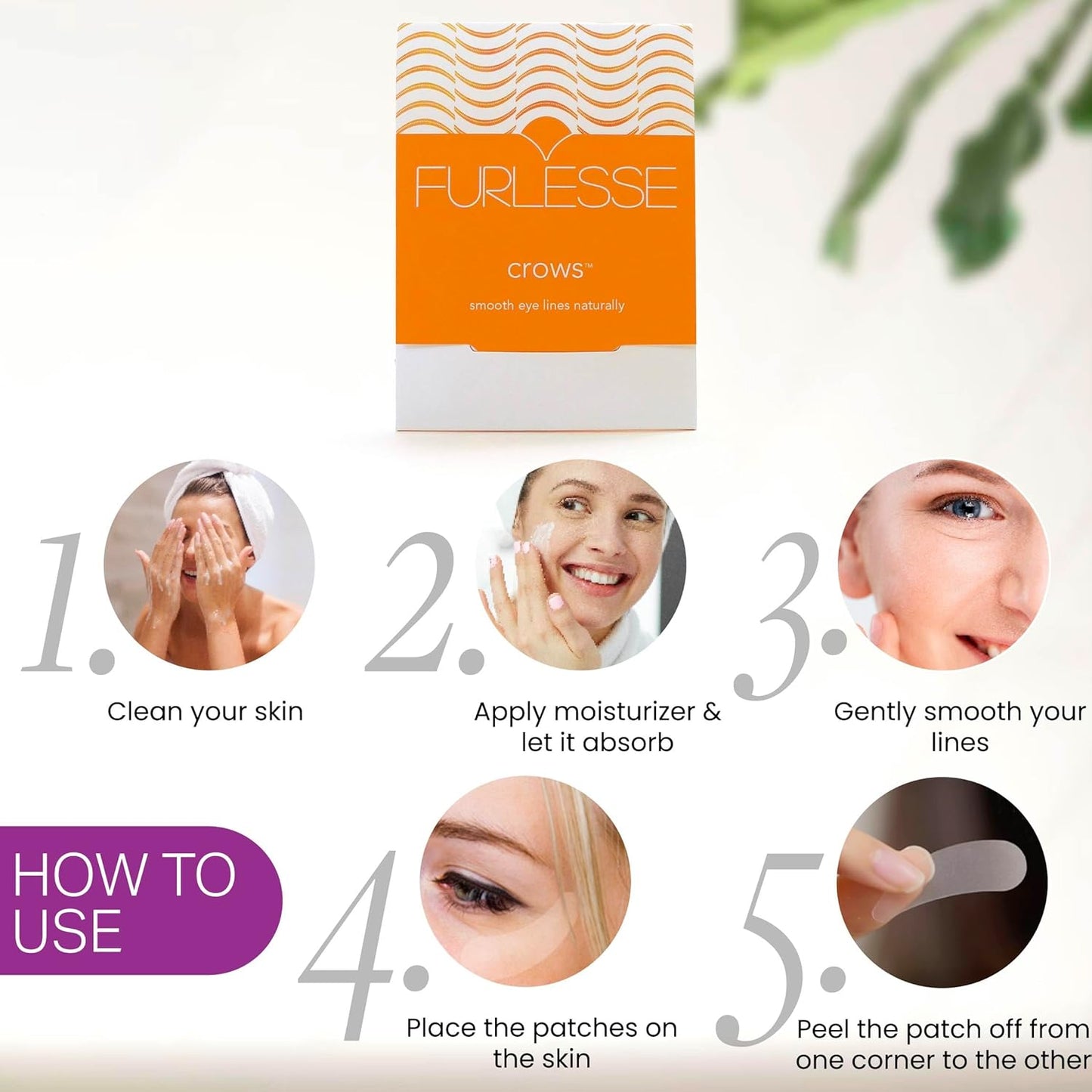 Furlesse Crows Wrinkle Patches, Overnight Eye Patches for Wrinkles and Crow’s Feet Lines, Non-invasive Anti-Wrinkle Patches, Anti-aging Skincare, 60 Patches, 30-Day Use