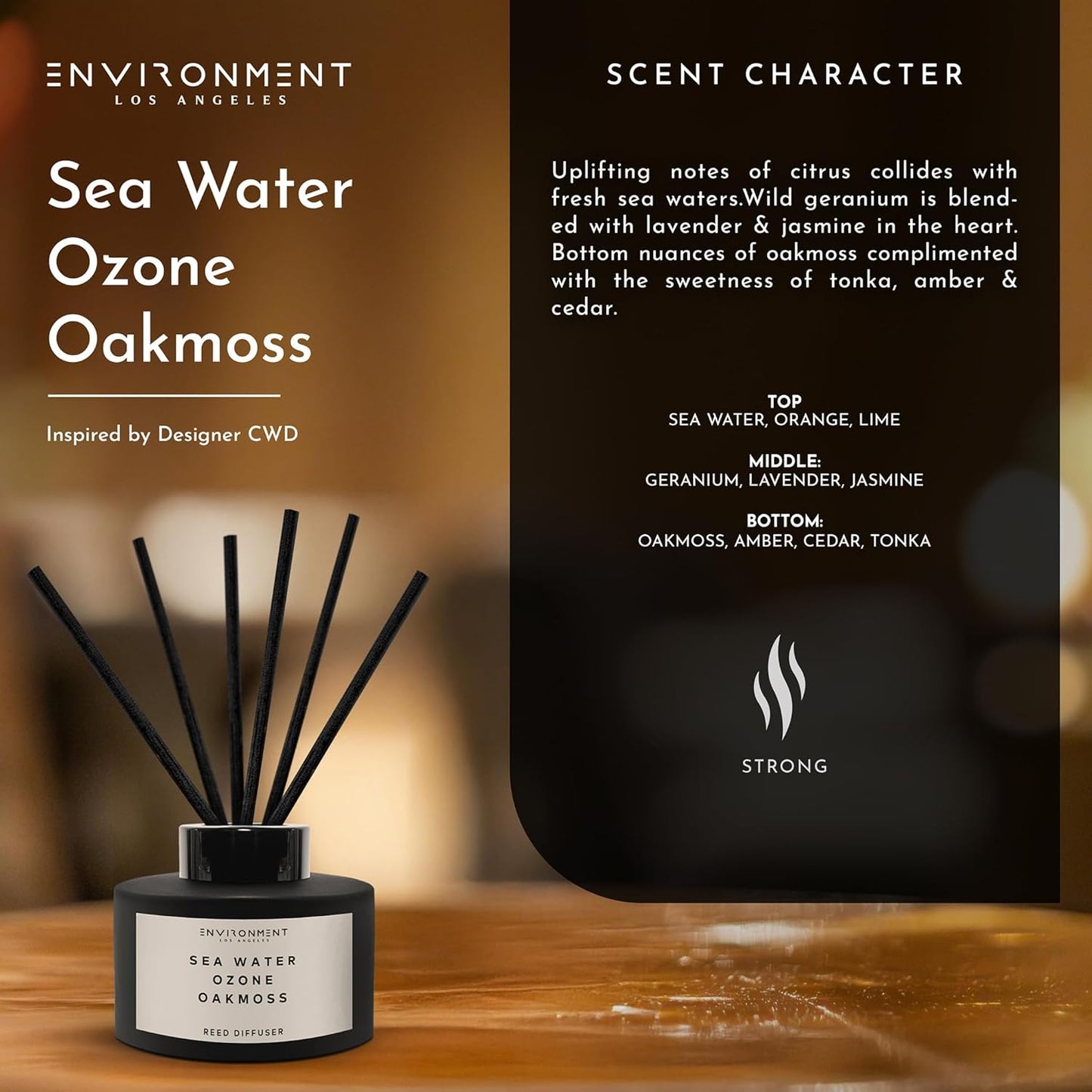 Environment Inspired by Designer Perfume DVDFF CW Reed Diffuser, 200ml Luxury Scented Aromatherapy (Sea Water | Ozone | Oakmoss) Reed Diffusers for Home, Diffusing Oil, Home Fragrance Products