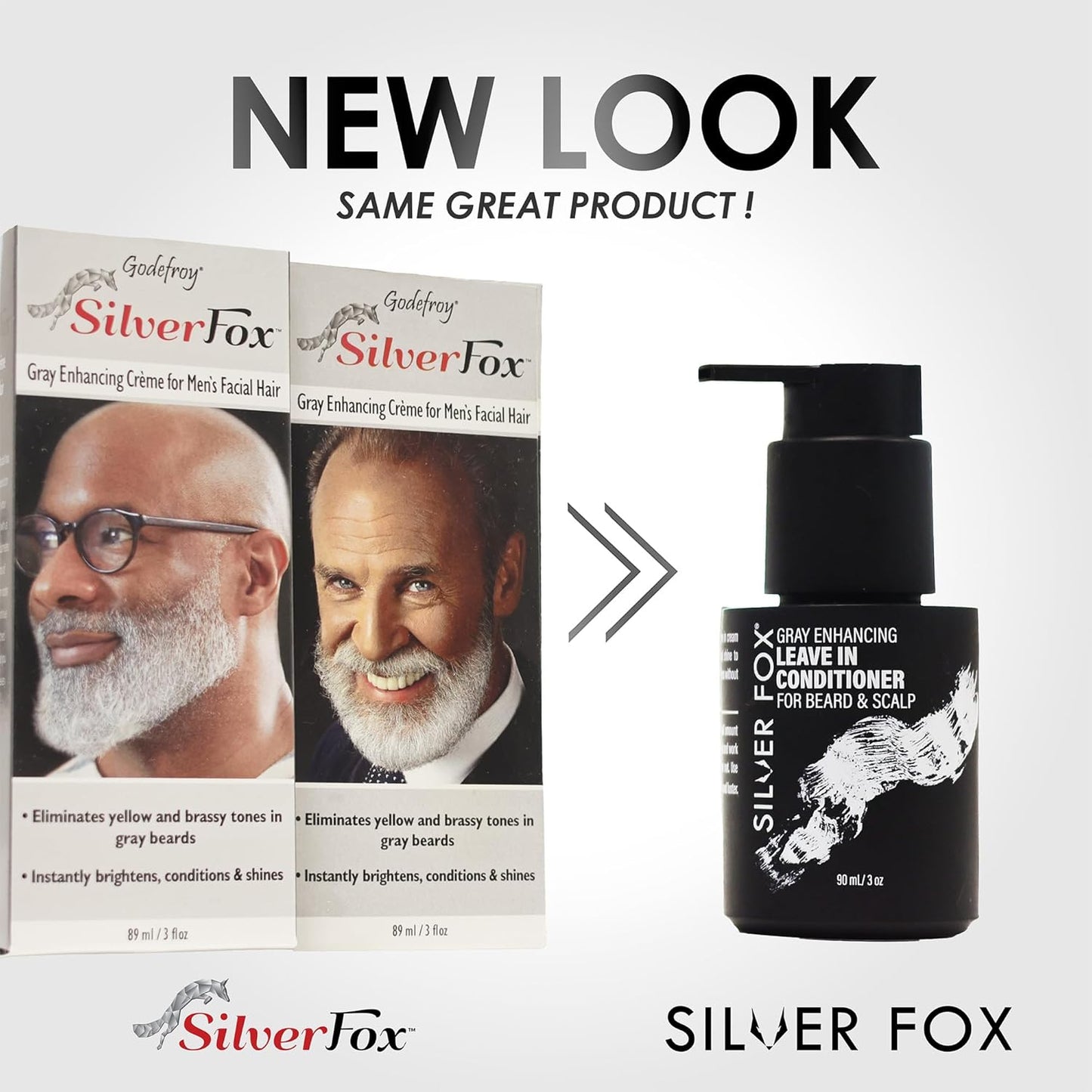 Godefroy Silver Fox Gray Enhancing Beard Brightener For All Hair Types, Leave-In Conditioner Moisturizing Treatment for Gray & Silver Hair Non-Greasy Lightweight for Men’s Beard & Scalp 3 OZ
