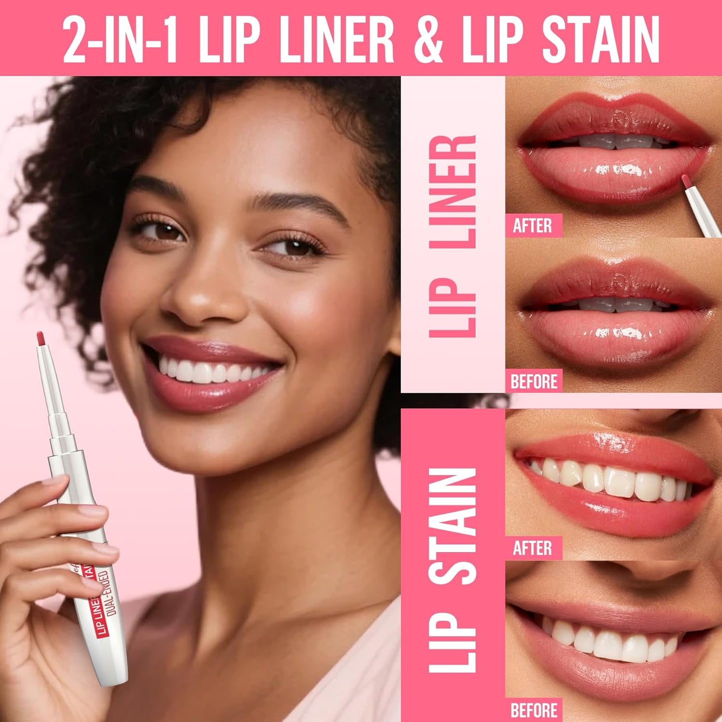 iMethod Lip Liner Stain - Lip Stain, 2-In-1 Dual-Ended Peel Off Lip Stain with Tweezer, Natural Long Lasting Peel Off Lip Liner, Easy to Use for All Skin Types, Stay All Day, Nude Pink