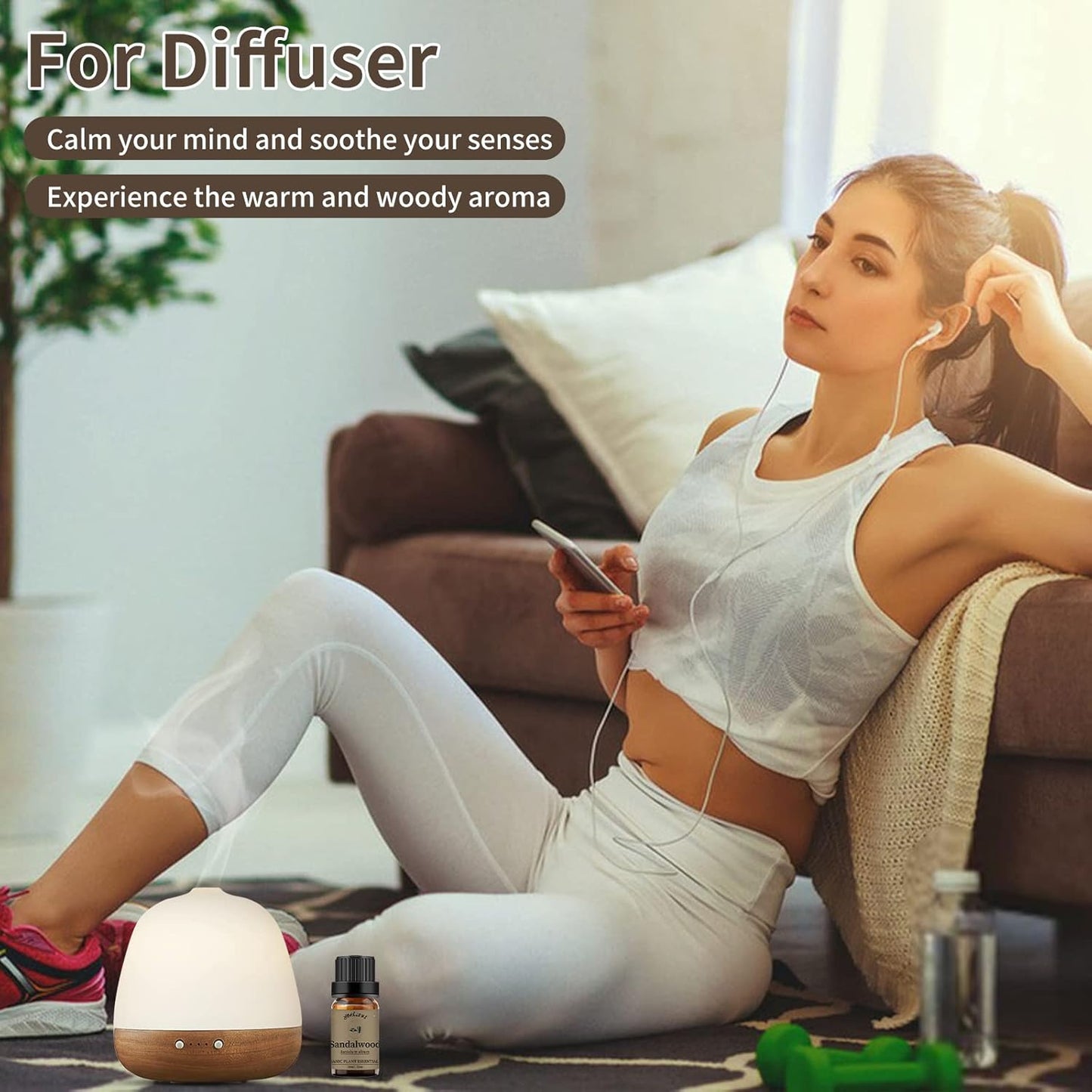 yethious Vanilla Sandalwood Essential Oils for Diffuser & Aromatherapy Pure Natural Organic Vanilla Oils Set - 2PCS 10ML