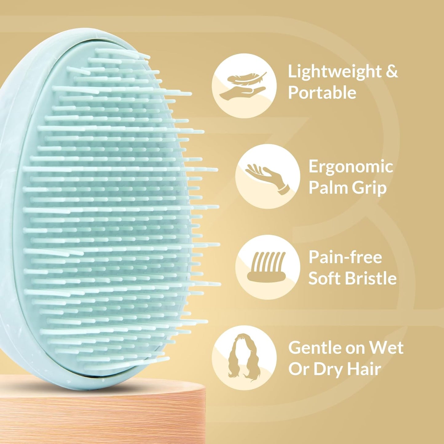 Travel Hairbrush - Mini Hair Detangler for Women Teens Kids - Sensory Scalp Massager - Small Portable Comb - Thick, Curly, Straight, Wet, Dry - Compact Detangler - Purse Essentials