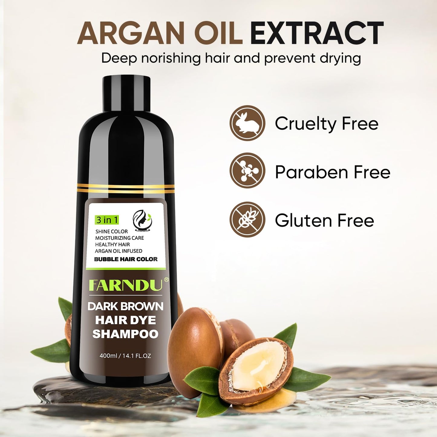 Dark Brown Hair Dye Shampoo 3 in 1 for Women Men Hair Color Shampoo Dye for Grey Hair Coverage Seimi Permanent Instant Champu Para Canas Mujer