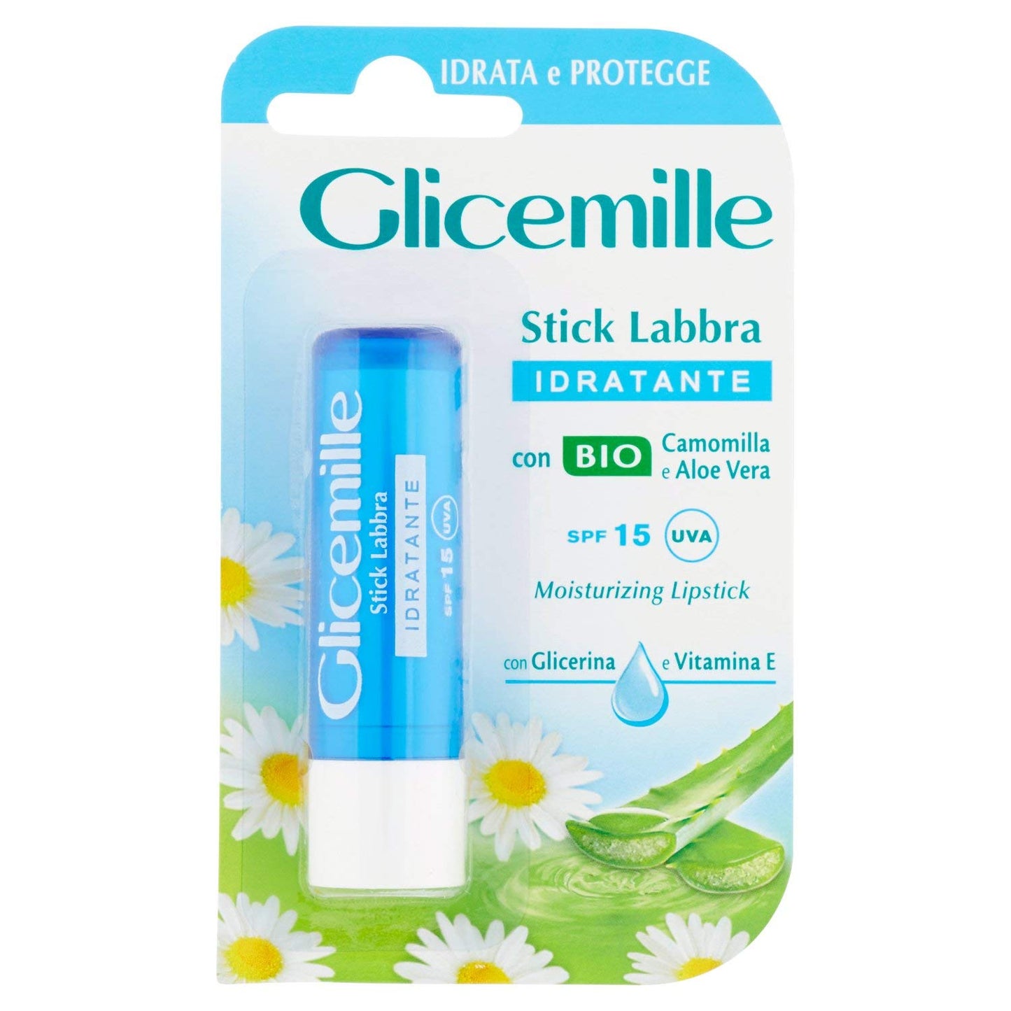 Moisturizing Lip Stick with Chamomile, Aloe Vera, Glycerin and Vitamin E, 1 unit - Made in Italy