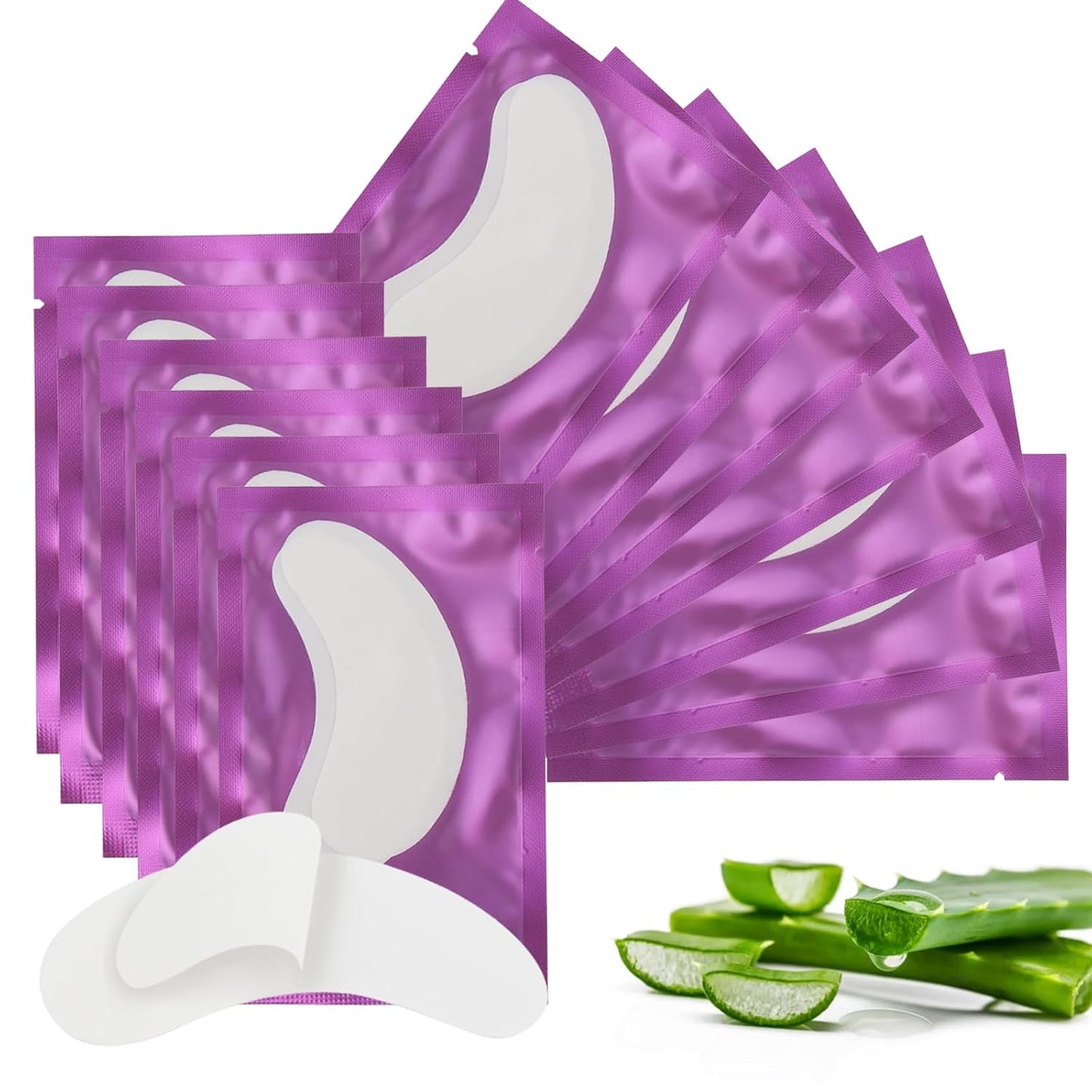 100Pairs Eyelash Extension Gel Patches Kit Natural Hydrogel, Lash Gel Pads for Beauty Makeup Mask Kit Supplies Eye Mask Pads Beauty Tools (Purple)