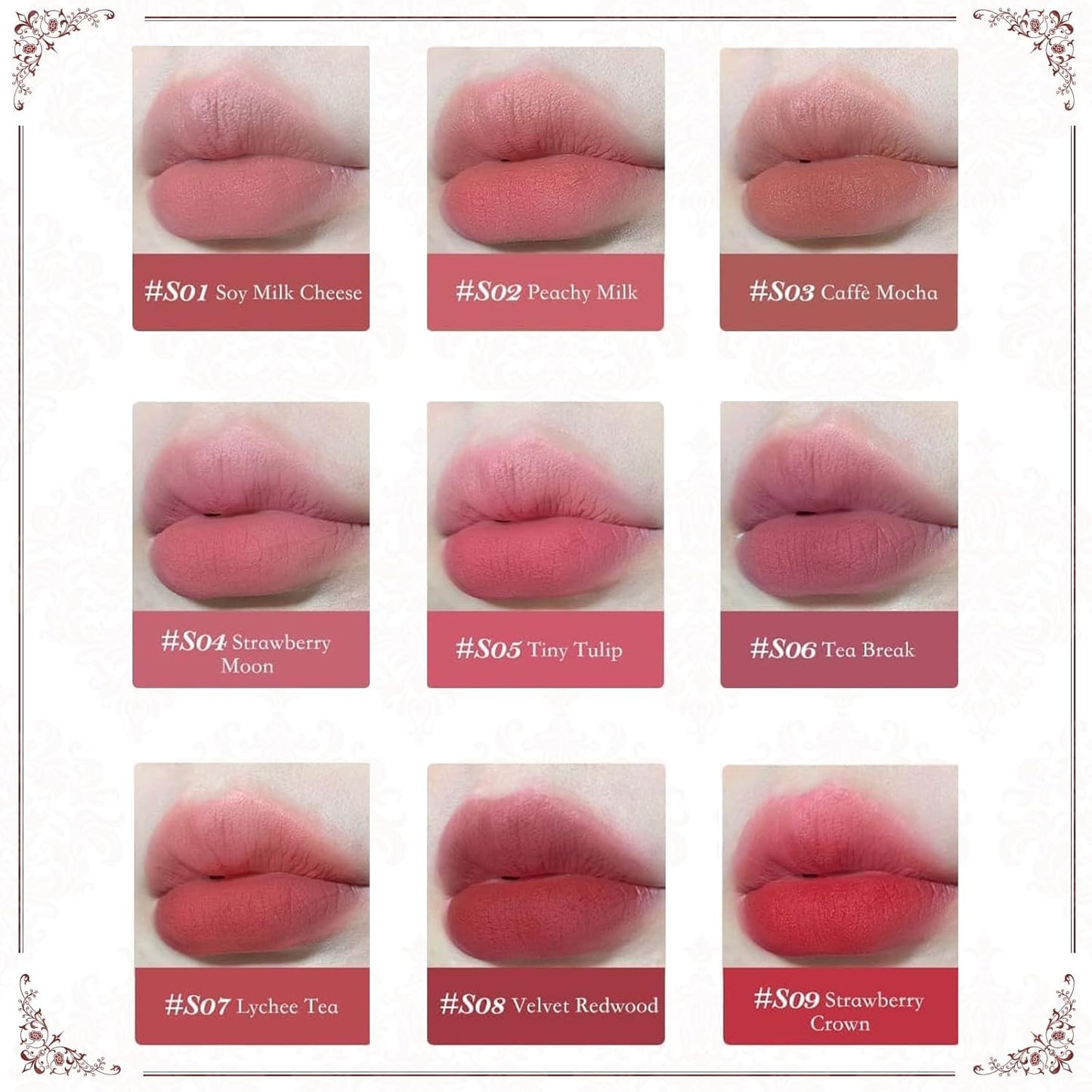 Flower Knows Strawberry Rococo Cloud Lip Cream,Velvety Matte Liquid Lipstick,Pink Lipstick,Long Lasting Lip Stain,Kiss-proof Blurred Lipstick for Girls&Women,0.12 Fl Oz(S05 Tiny Tulip)